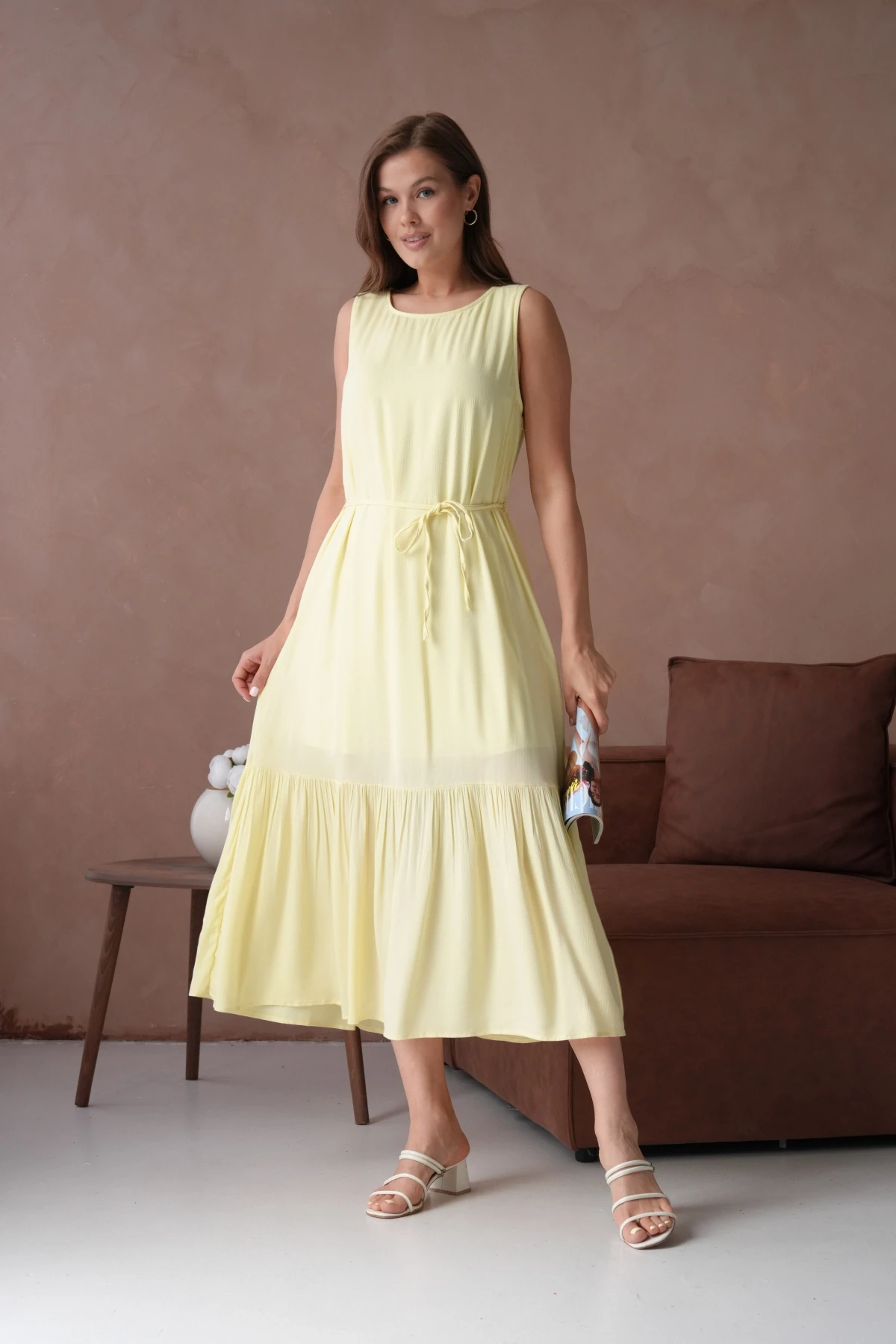 Sarı Kısa Kol Salaş Yazlık Elbise