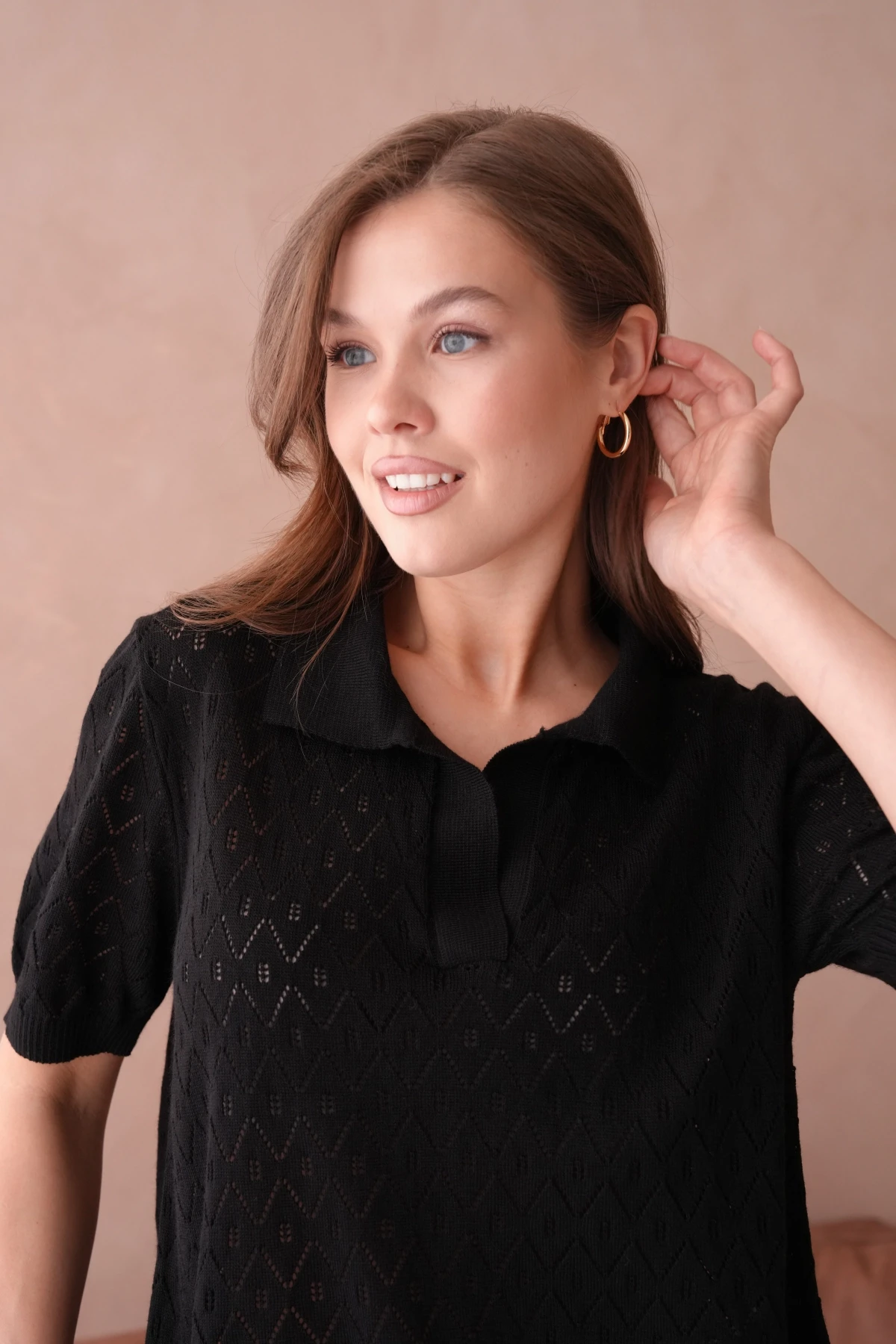 Kısa Kol Salaş Yazlık Polo Yaka Triko T-Shirt