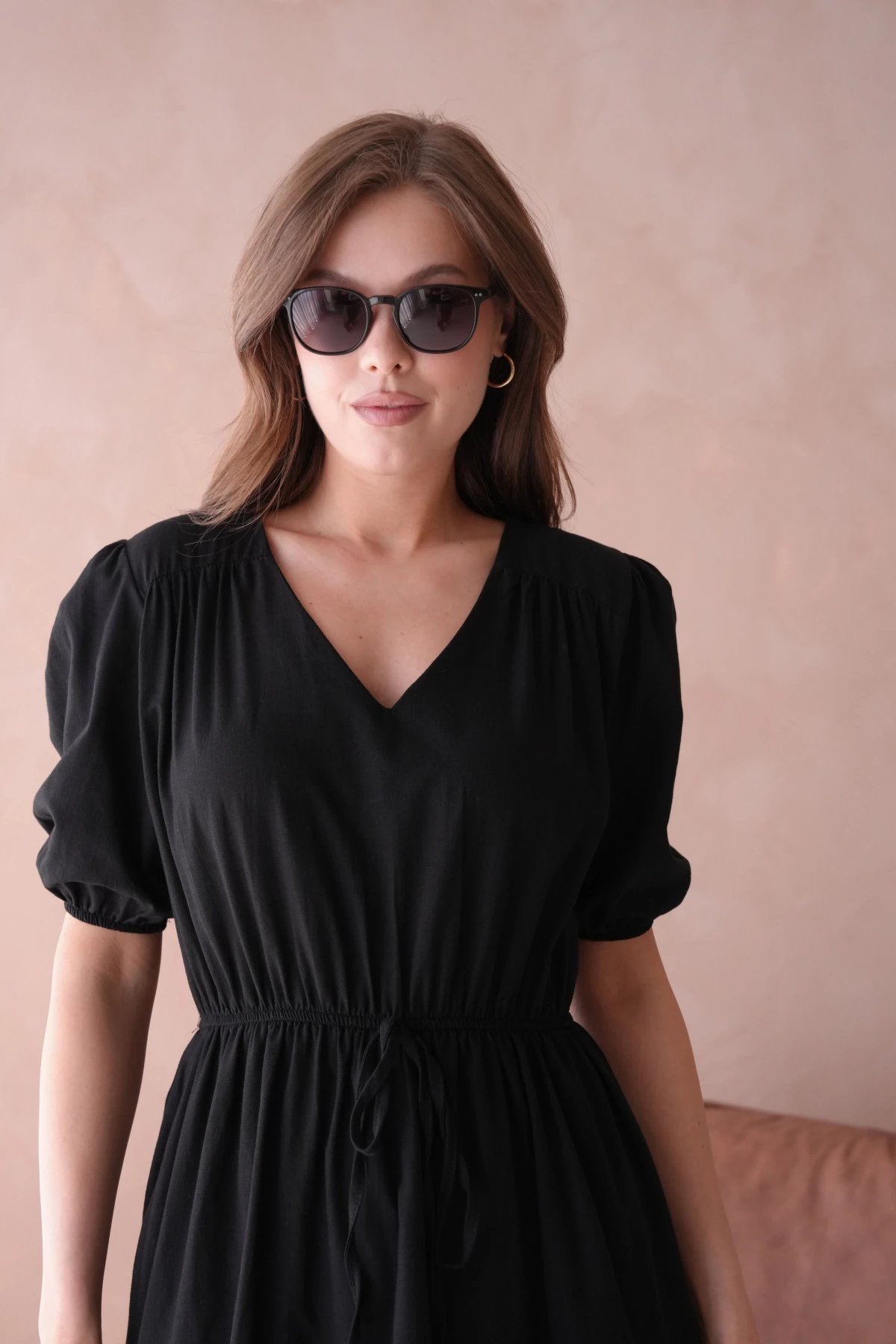 Siyah Kısa Kol Yazlık Elbise