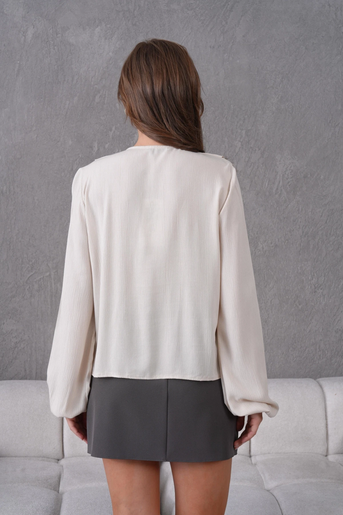 Uzun Kol Kırinkıl Yazlık Dokuma Bluz