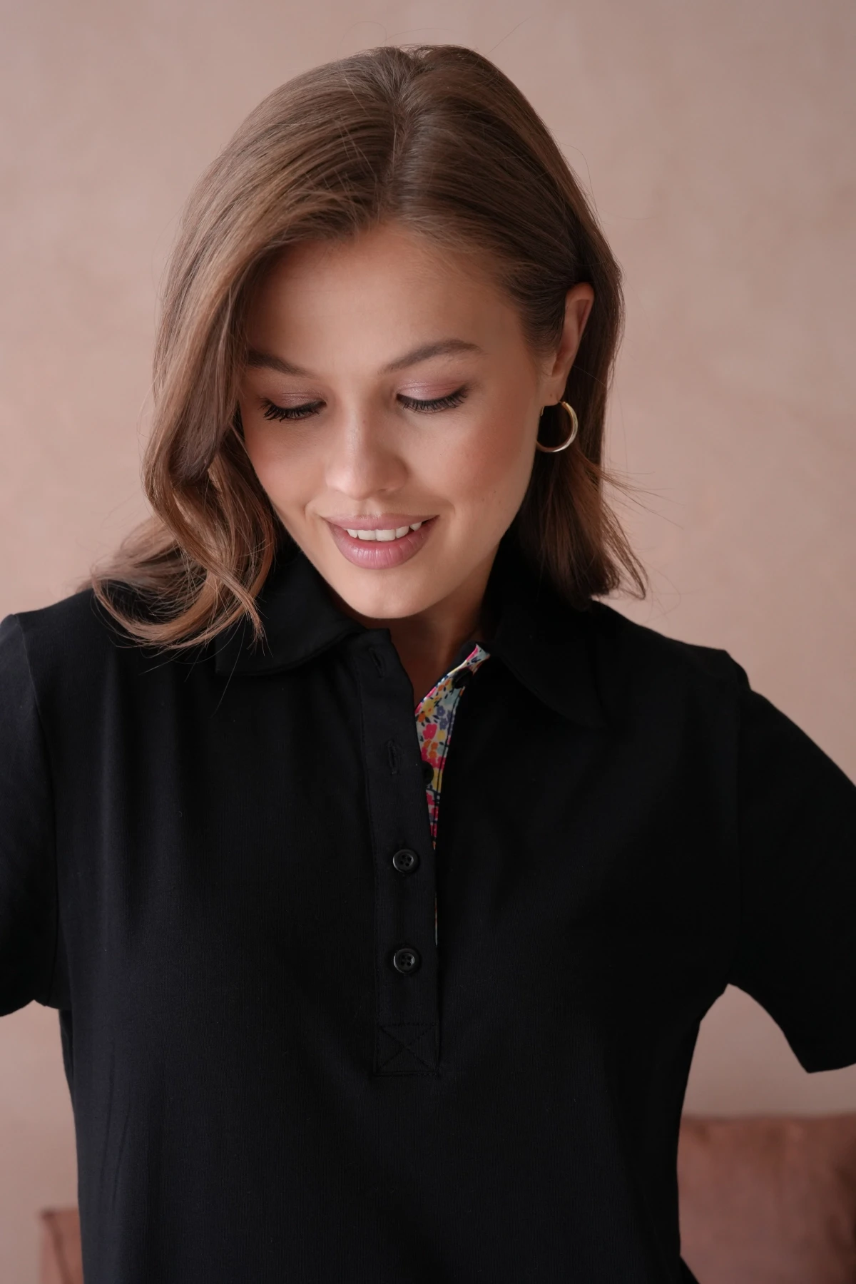 Polo Yaka Kısa Kol Düğmeli Basic T-Shirt