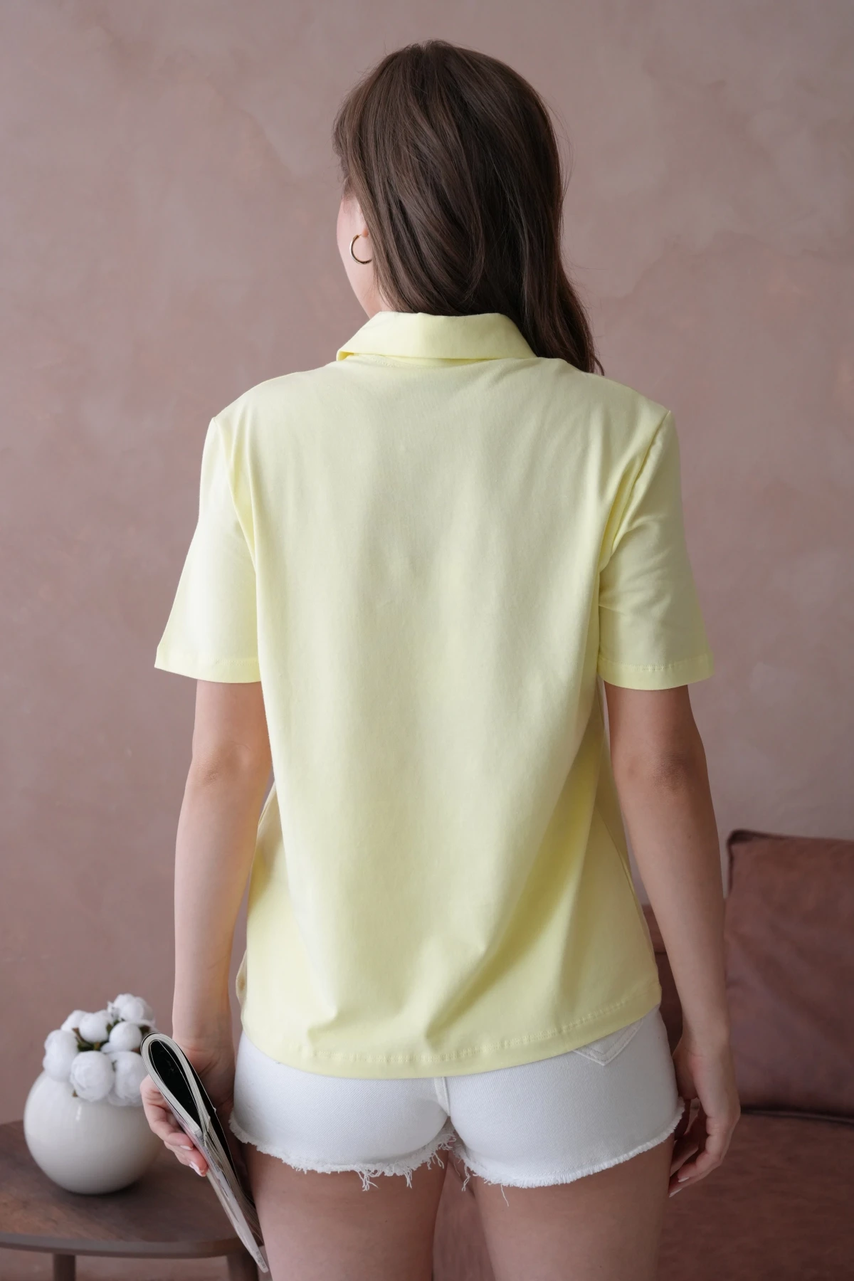 Polo Yaka Kısa Kol Düğmeli Basic T-Shirt