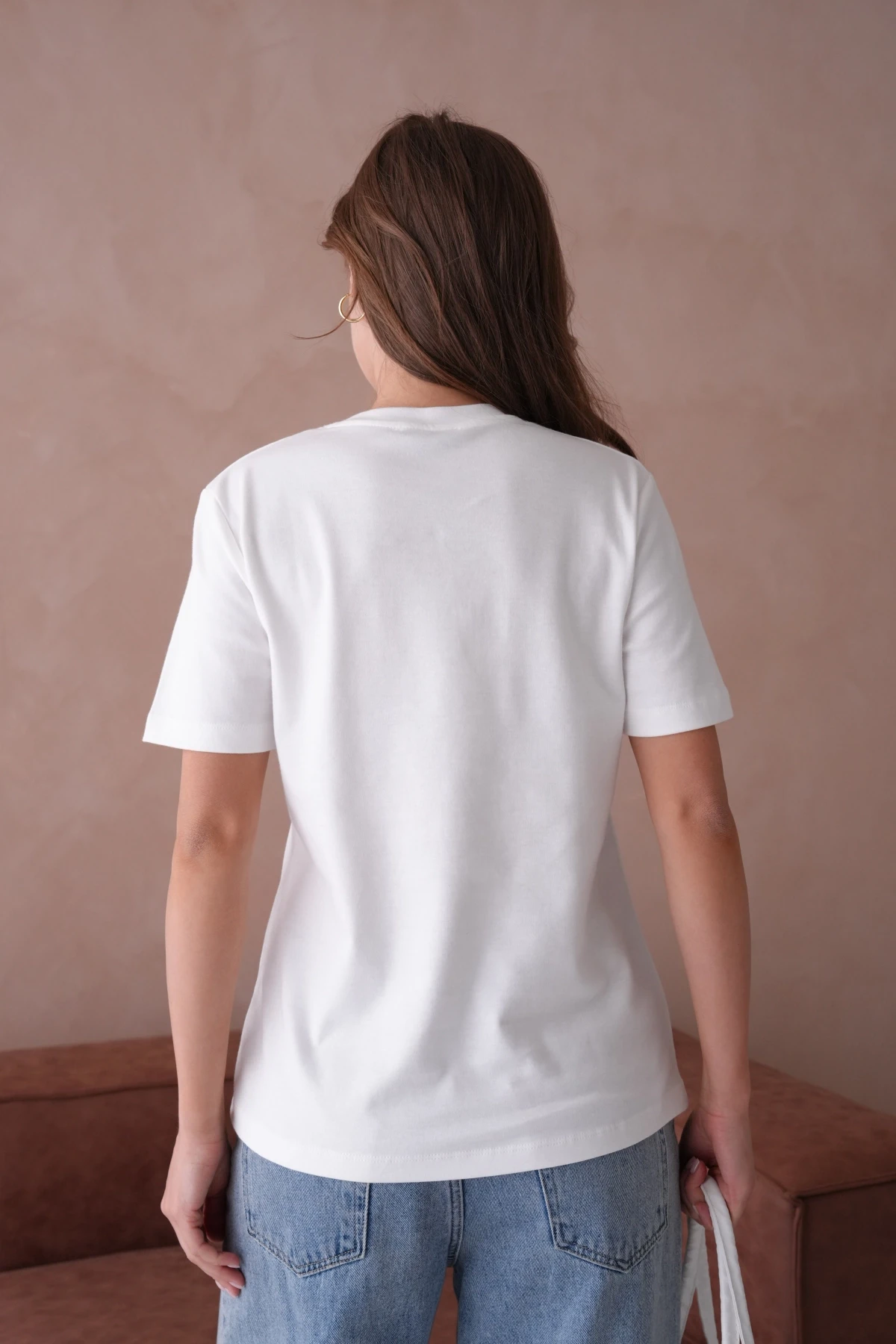 Taş Aksesuar Detaylı Kısa Kol Basic T-Shirt