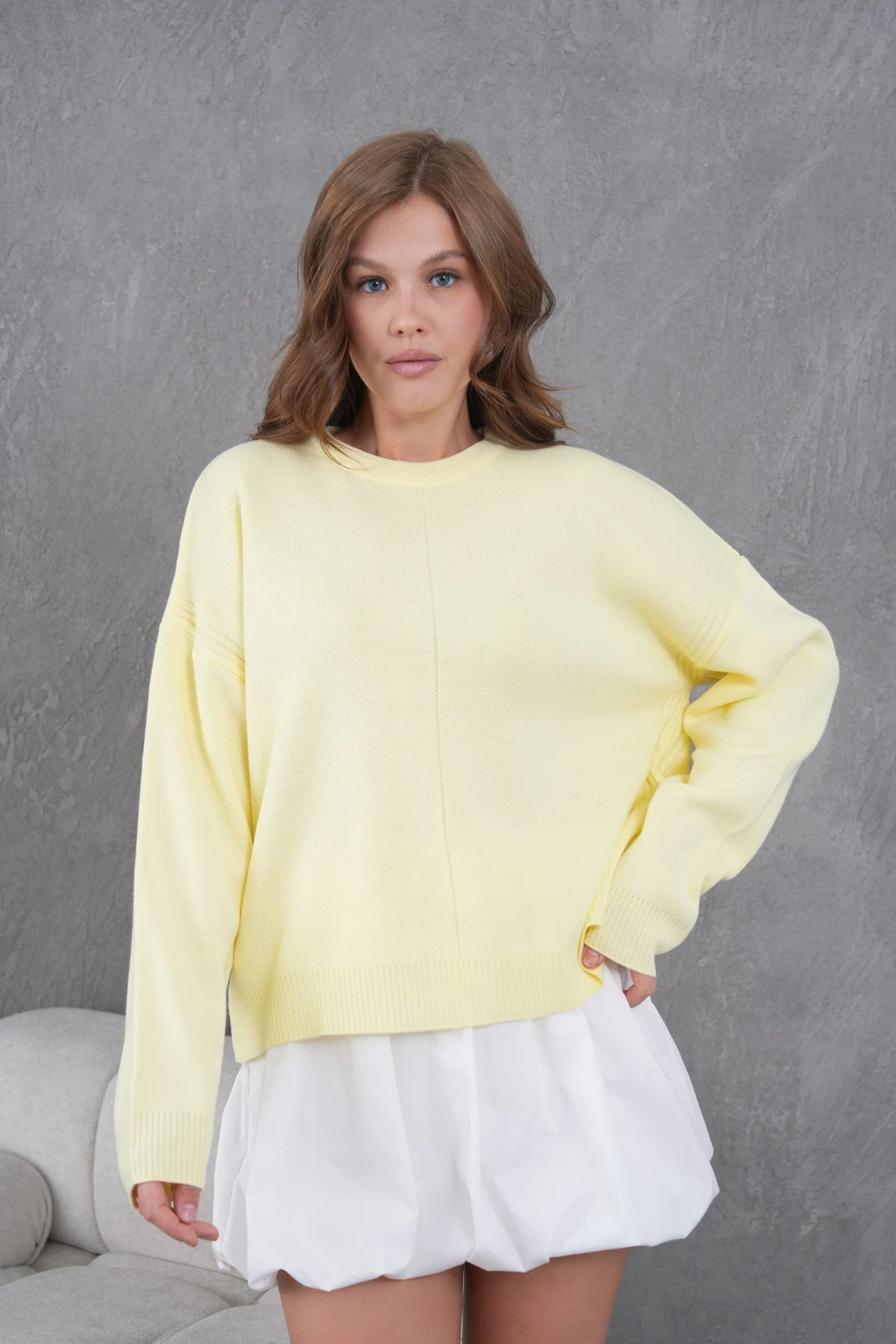 Kadı Bisiklet Yak Ajurlu Oversize Triko Kazak