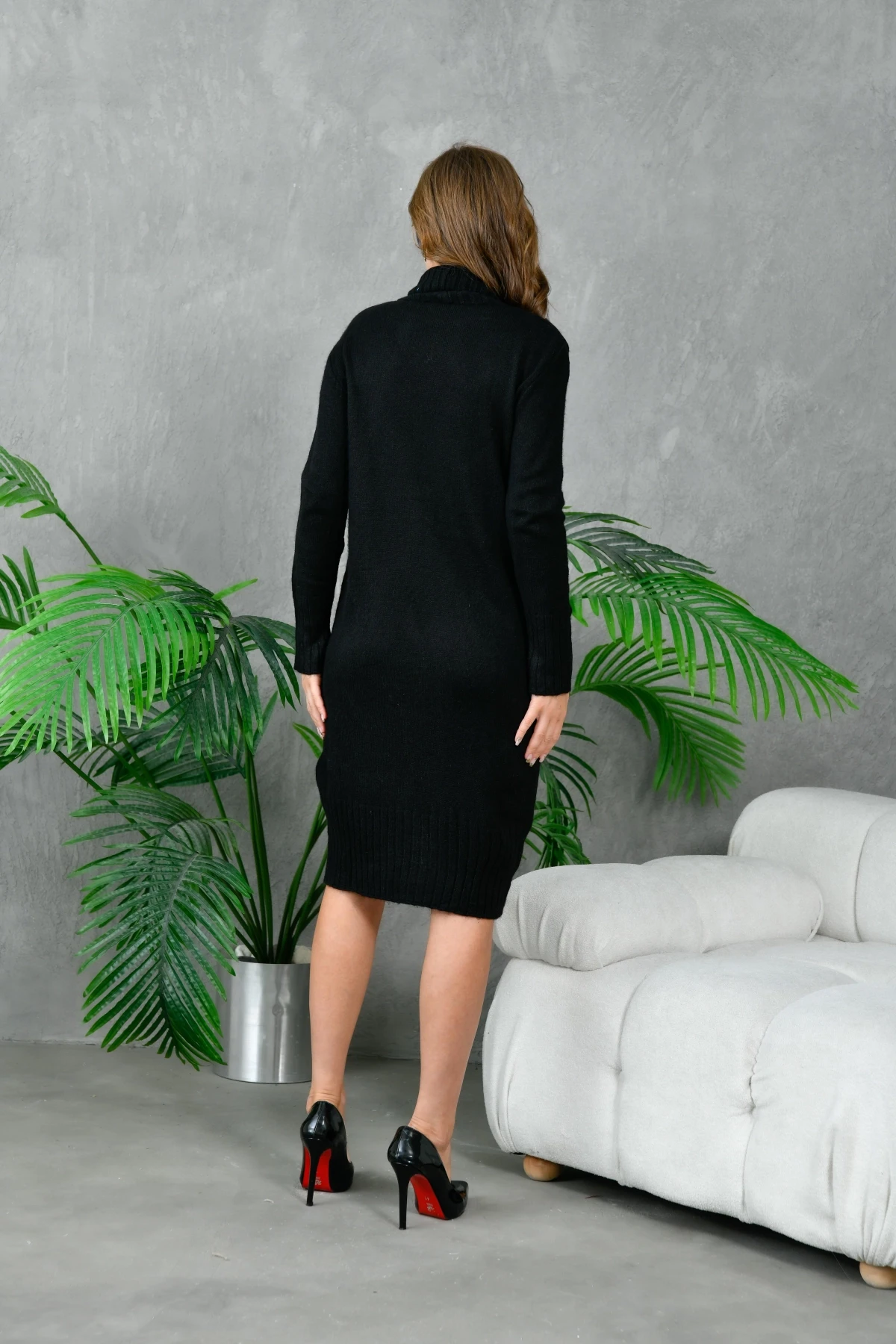 Kadın Balıkçı Yaka Kışlık Triko Elbise