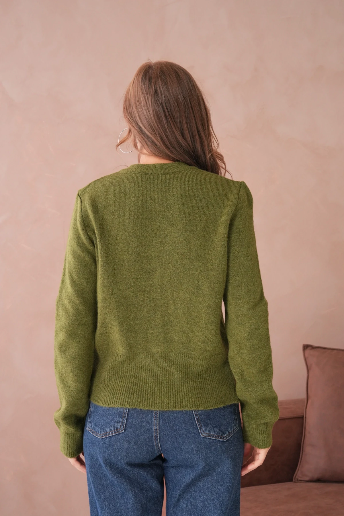 Kadın Bisiklet Yaka Düğme Detaylı Triko Hırka