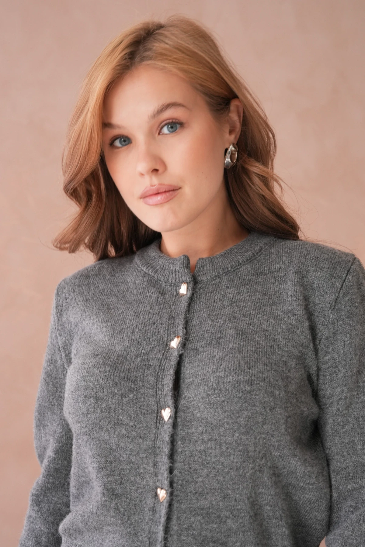 Kadın Bisiklet Yaka Düğme Detaylı Triko Hırka