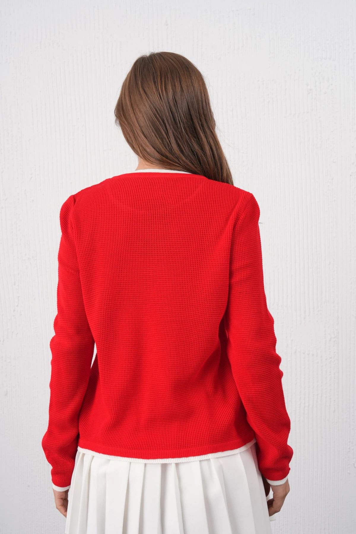 Kadın Bisiklet Yaka Garni Detay Triko Kazak