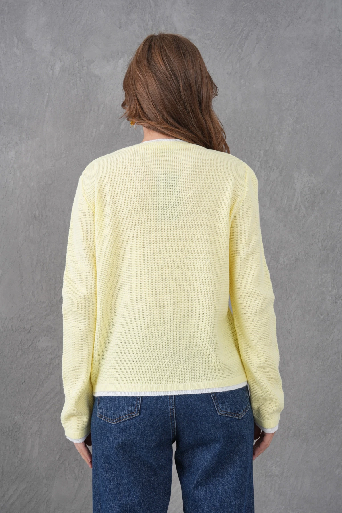 Kadın Bisiklet Yaka Garni Detay Triko Kazak