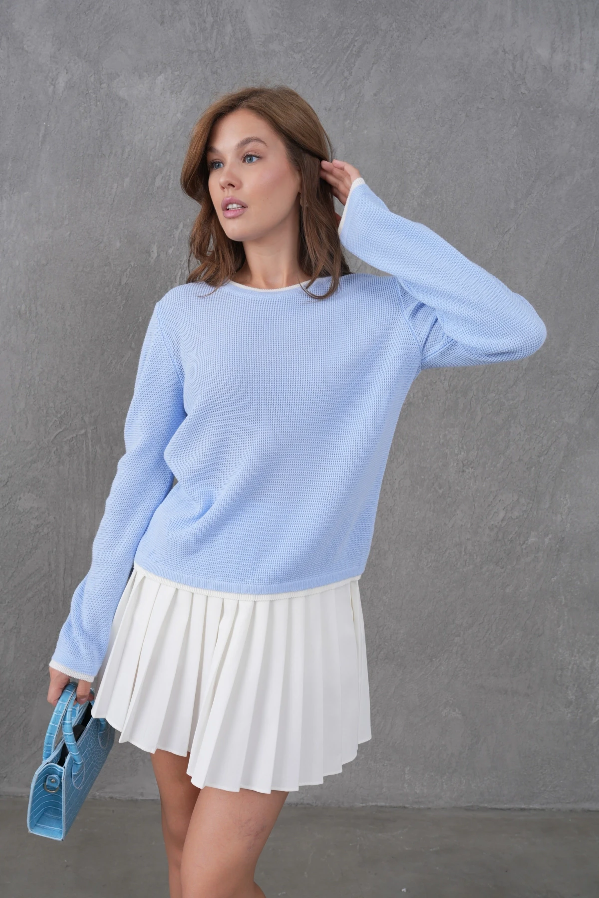 Kadın Bisiklet Yaka Garni Detay Triko Kazak