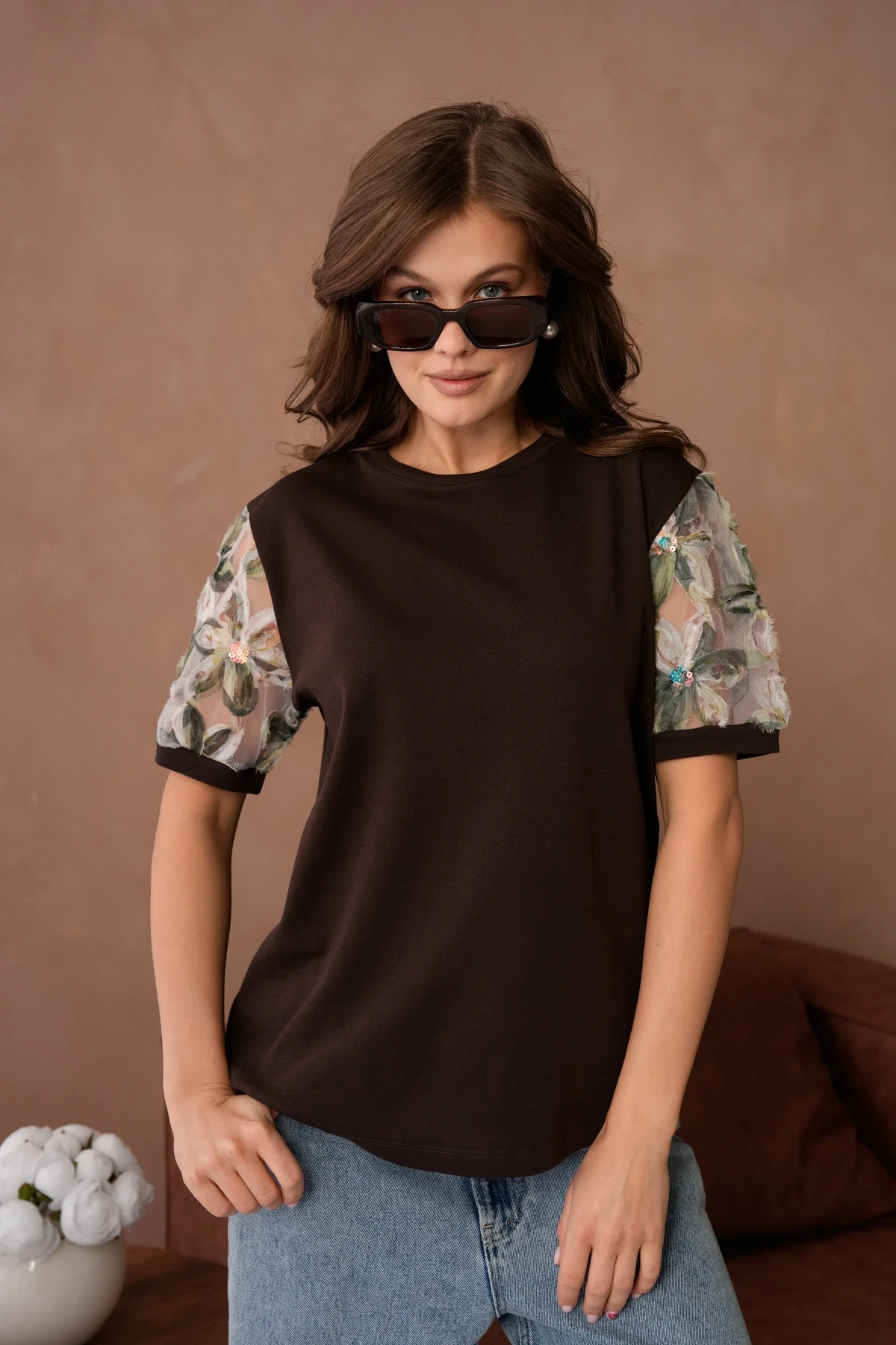 Tül Detaylı Basic T-Shirt