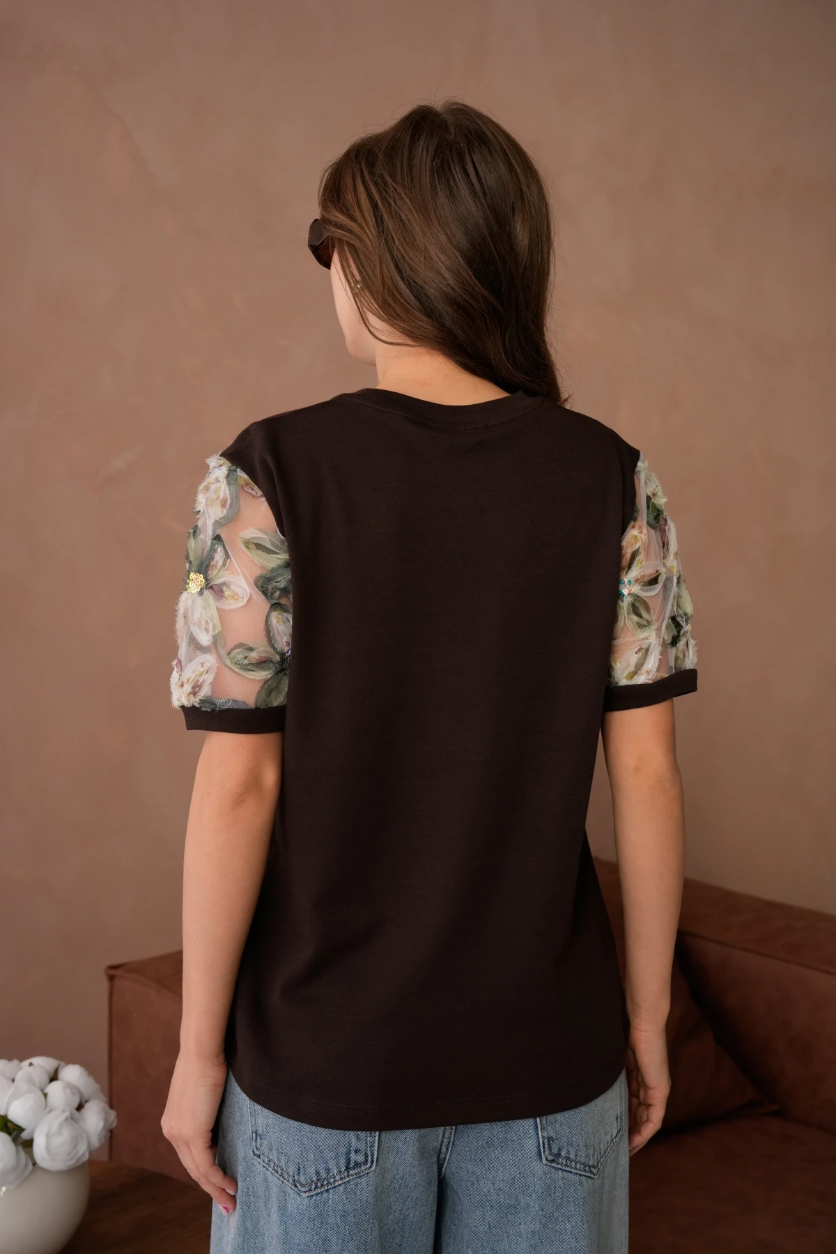 Tül Detaylı Basic T-Shirt