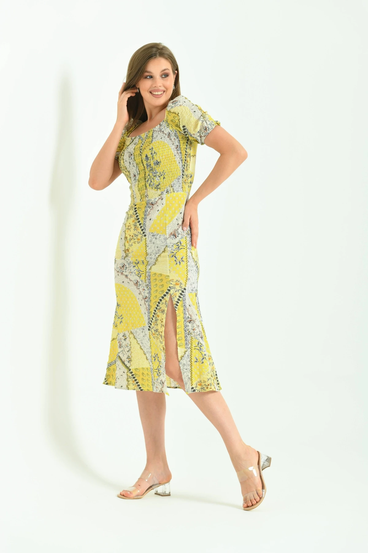 Yırmaçlı Desenli Yazlık Elbise