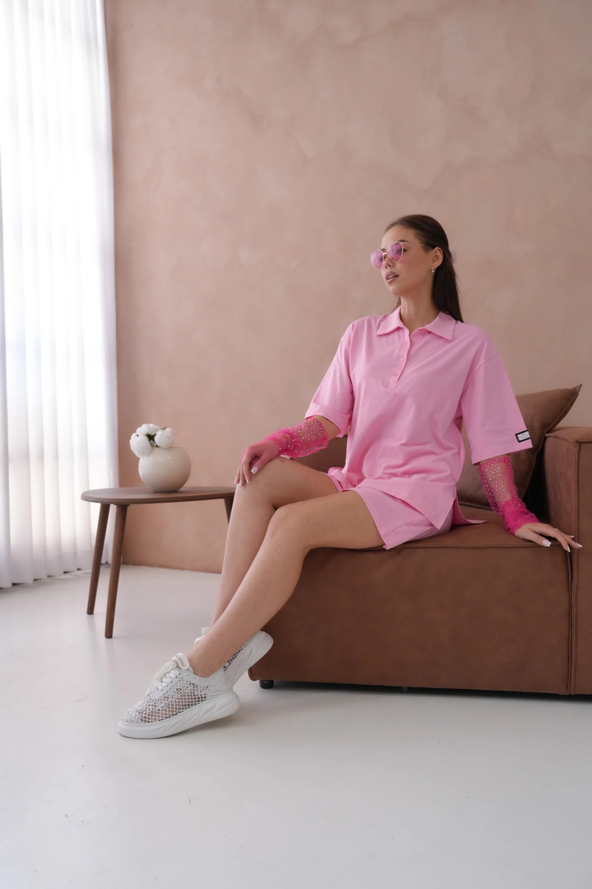 Kadın Polo Yaka T-Shirt-Şort Penye Takım