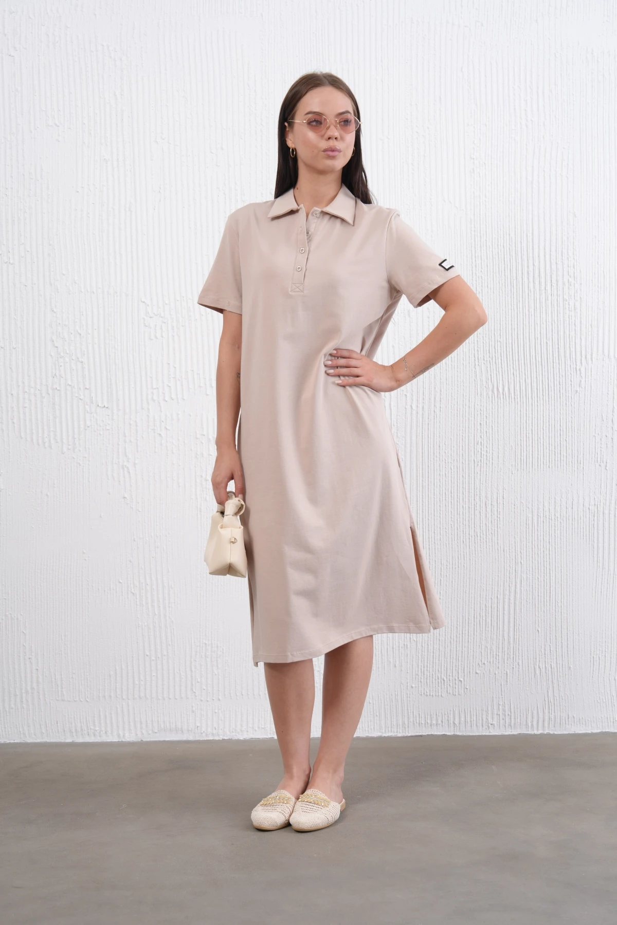 Yırtmaçlı Penye Elbise