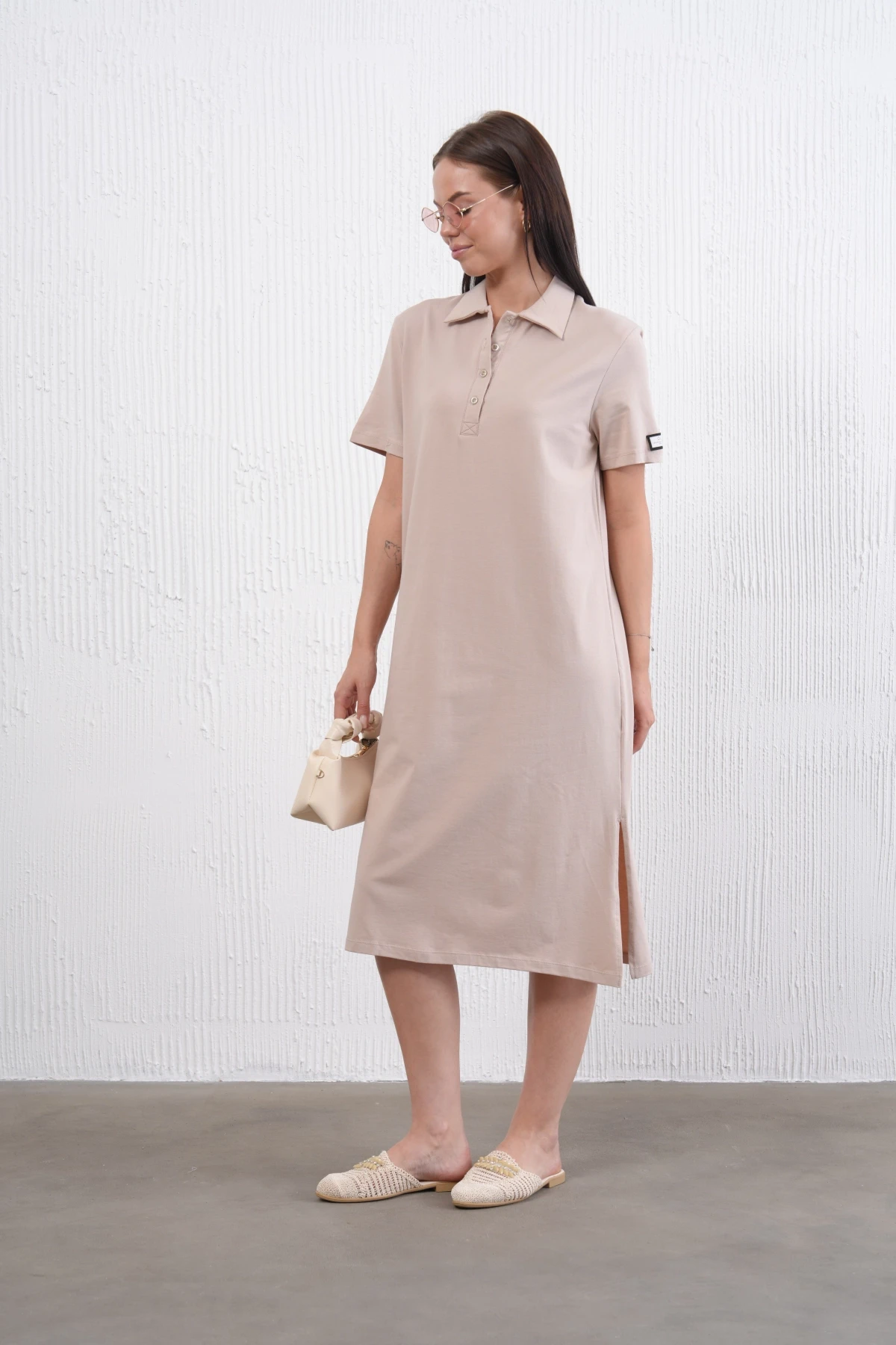 Yırtmaçlı Penye Elbise