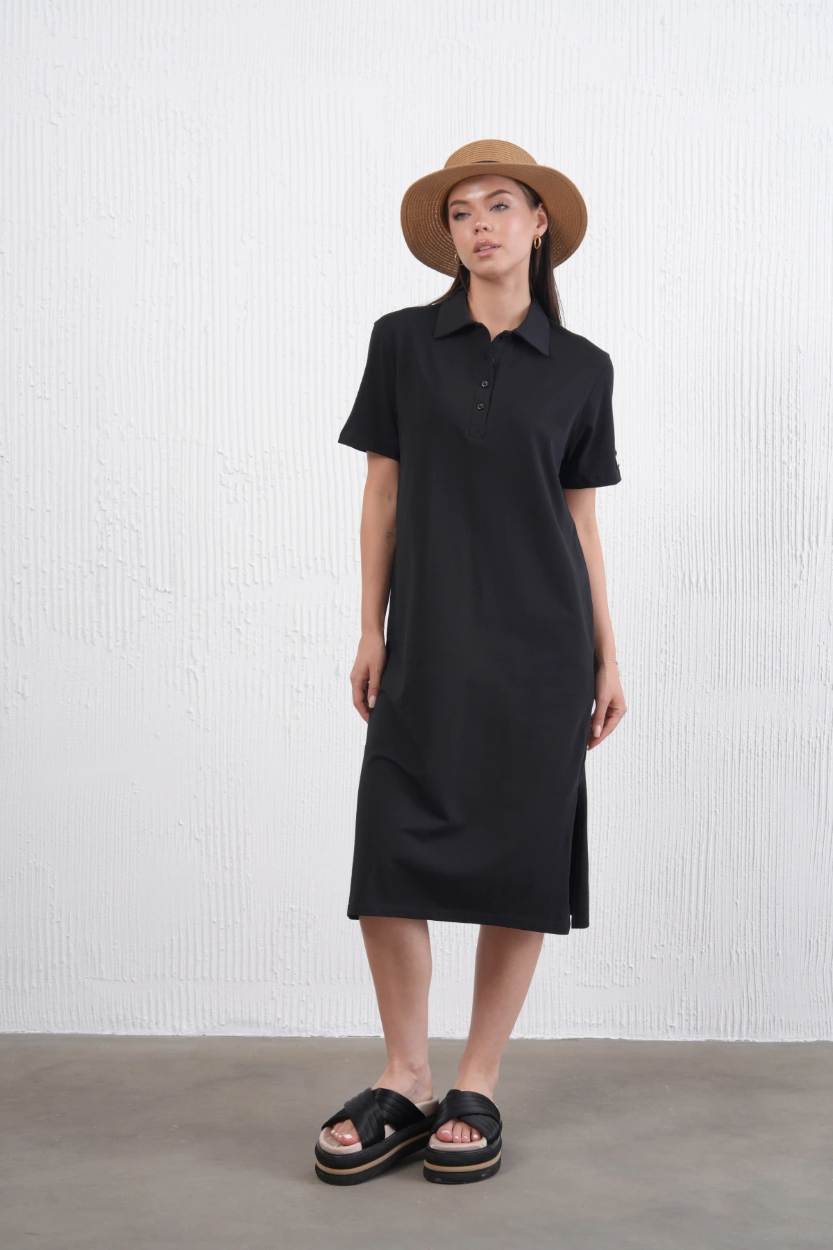 Yırtmaçlı Penye Elbise