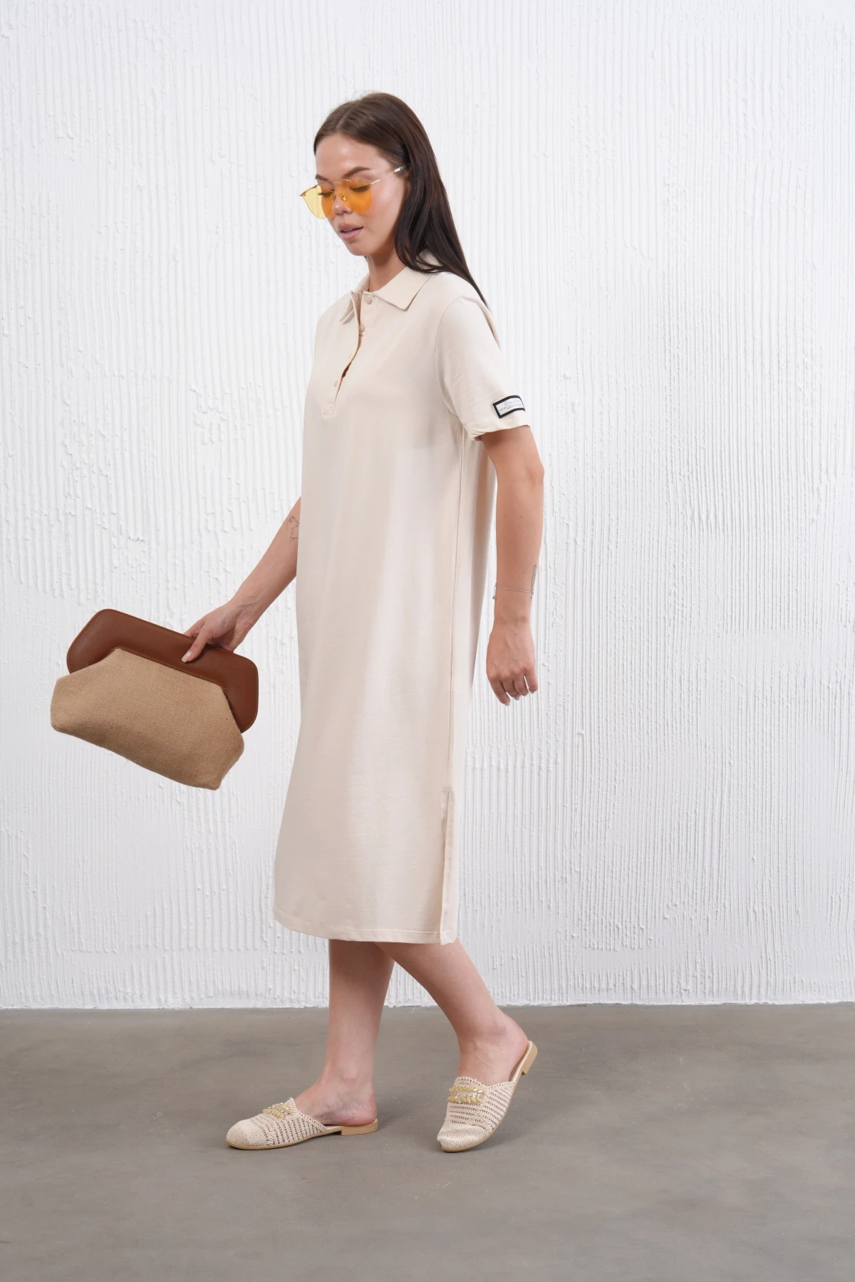 Yırtmaçlı Penye Elbise