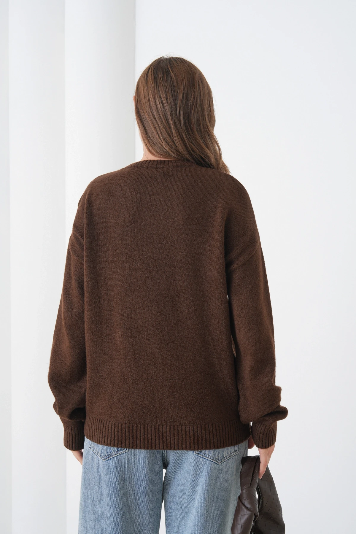 Kadın Bisiklet Yaka Desen İşlemeli Yumuşak Dokulu Triko Kazak