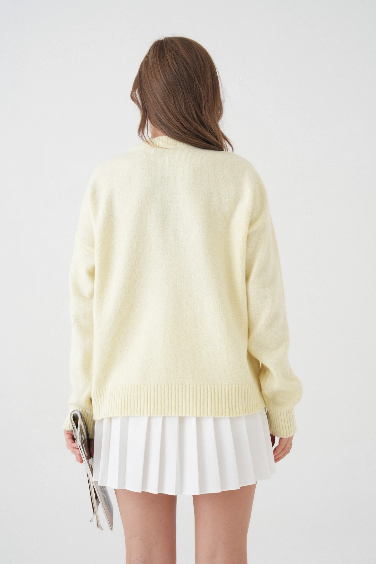 Kadın Bisiklet Yaka Düğme Detay Triko Kazak 8623