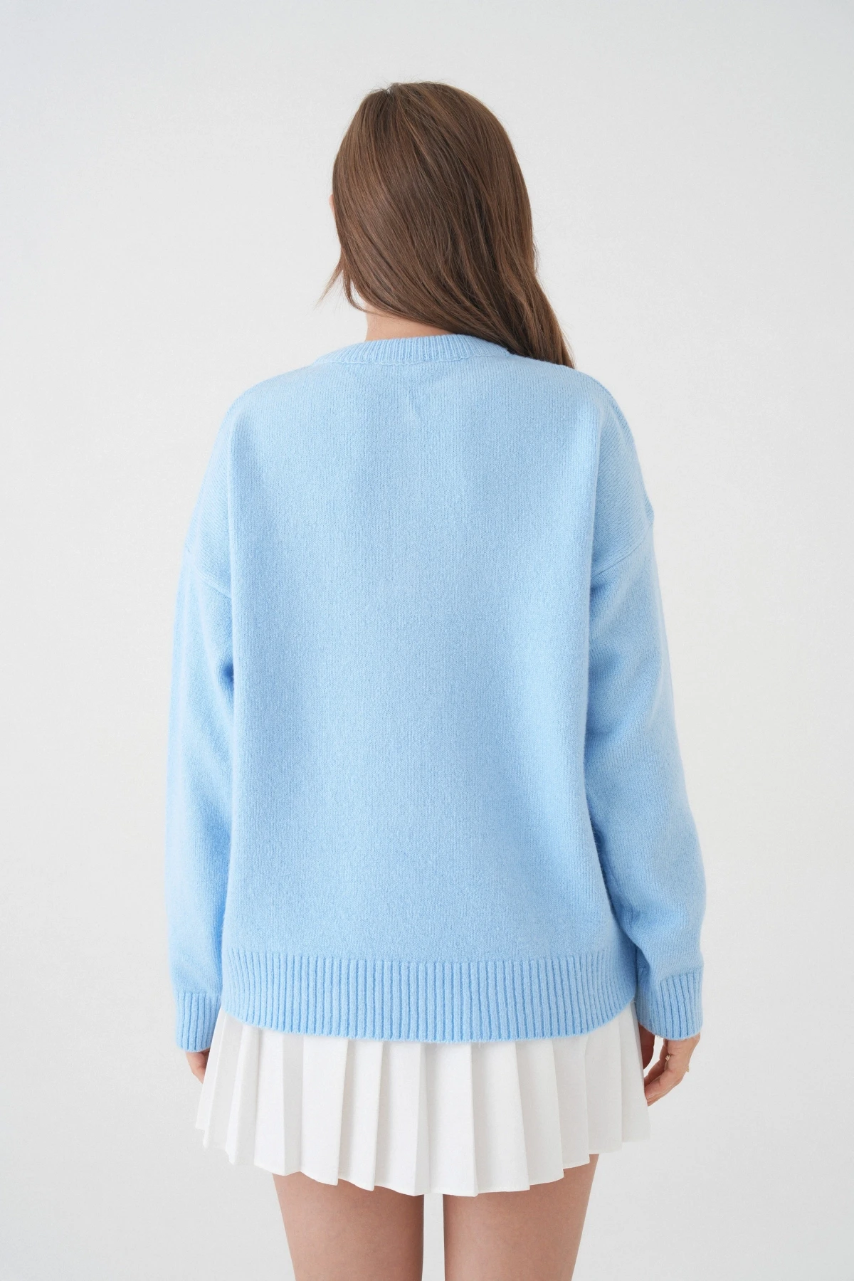 Kadın Bisiklet Yaka Düğme Detay Triko Kazak 8623