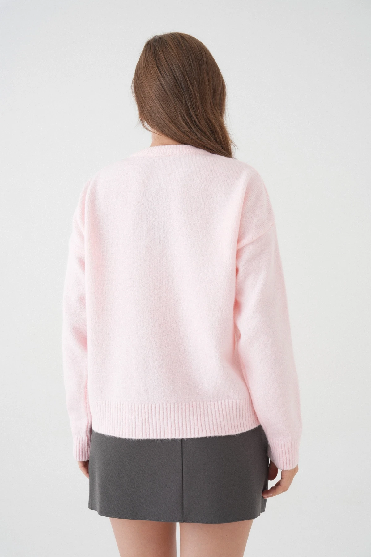 Kadın Bisiklet Yaka Düğme Detay Triko Kazak 8623