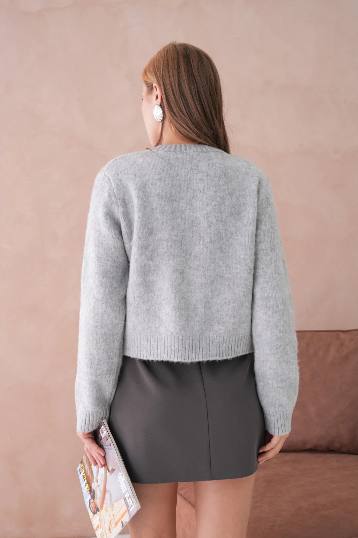 Kadın Bisiklet Yaka Düğme Detaylı Yumuşak Dokulu Şardonlu Triko Ceket