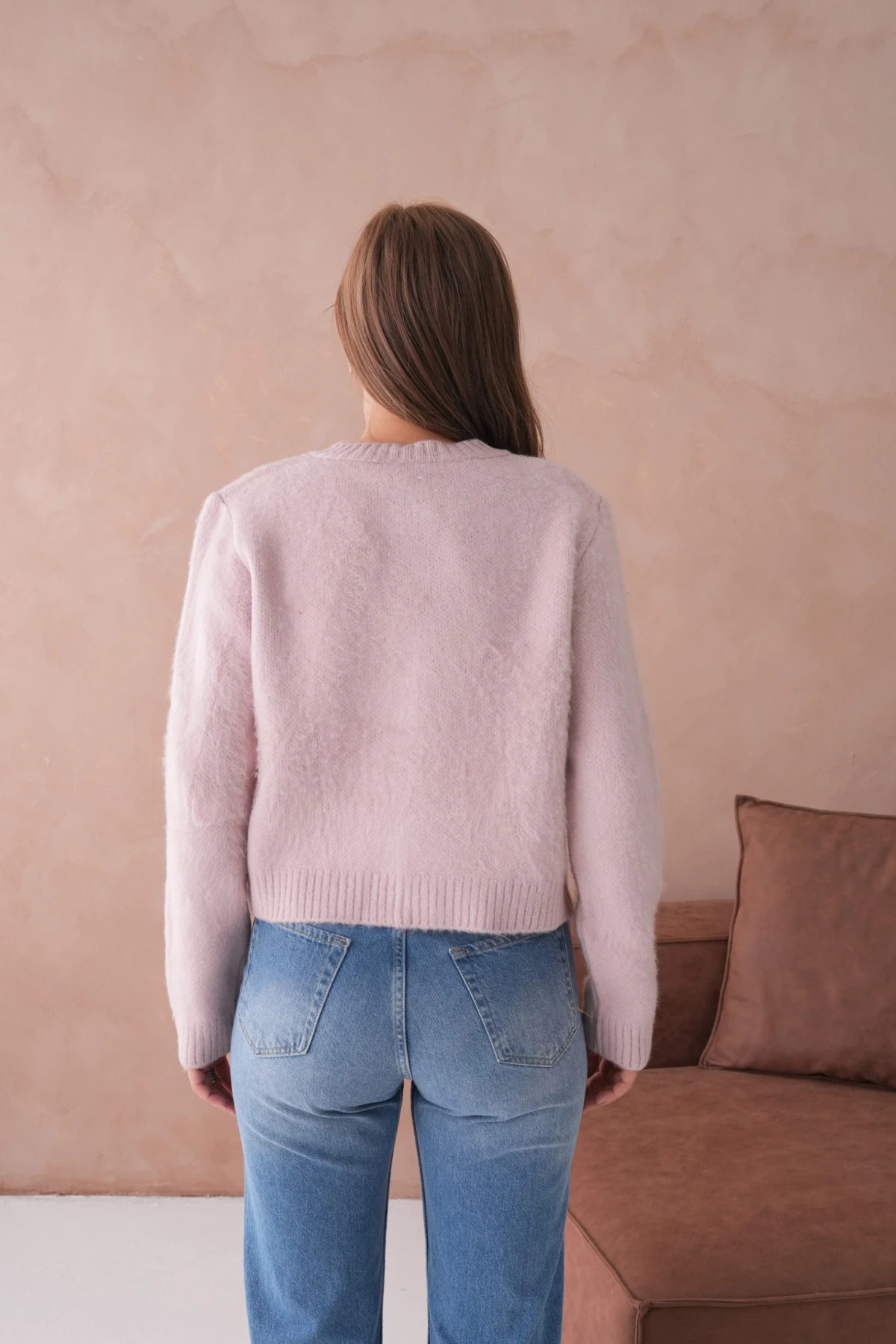 Kadın Bisiklet Yaka Düğme Detaylı Yumuşak Dokulu Şardonlu Triko Ceket