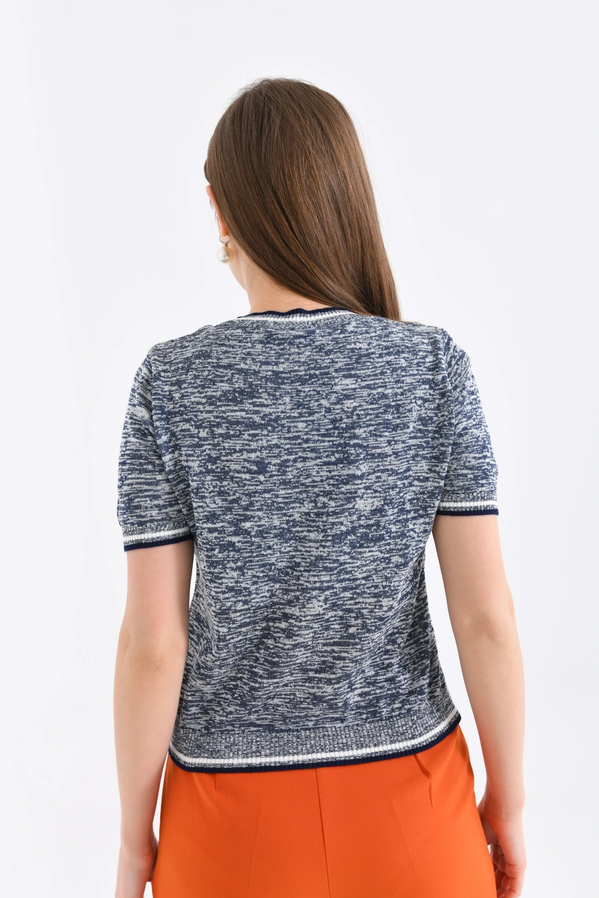 Kadın Bisiklet Yaka Kısa Kol Triko Kazak 10192