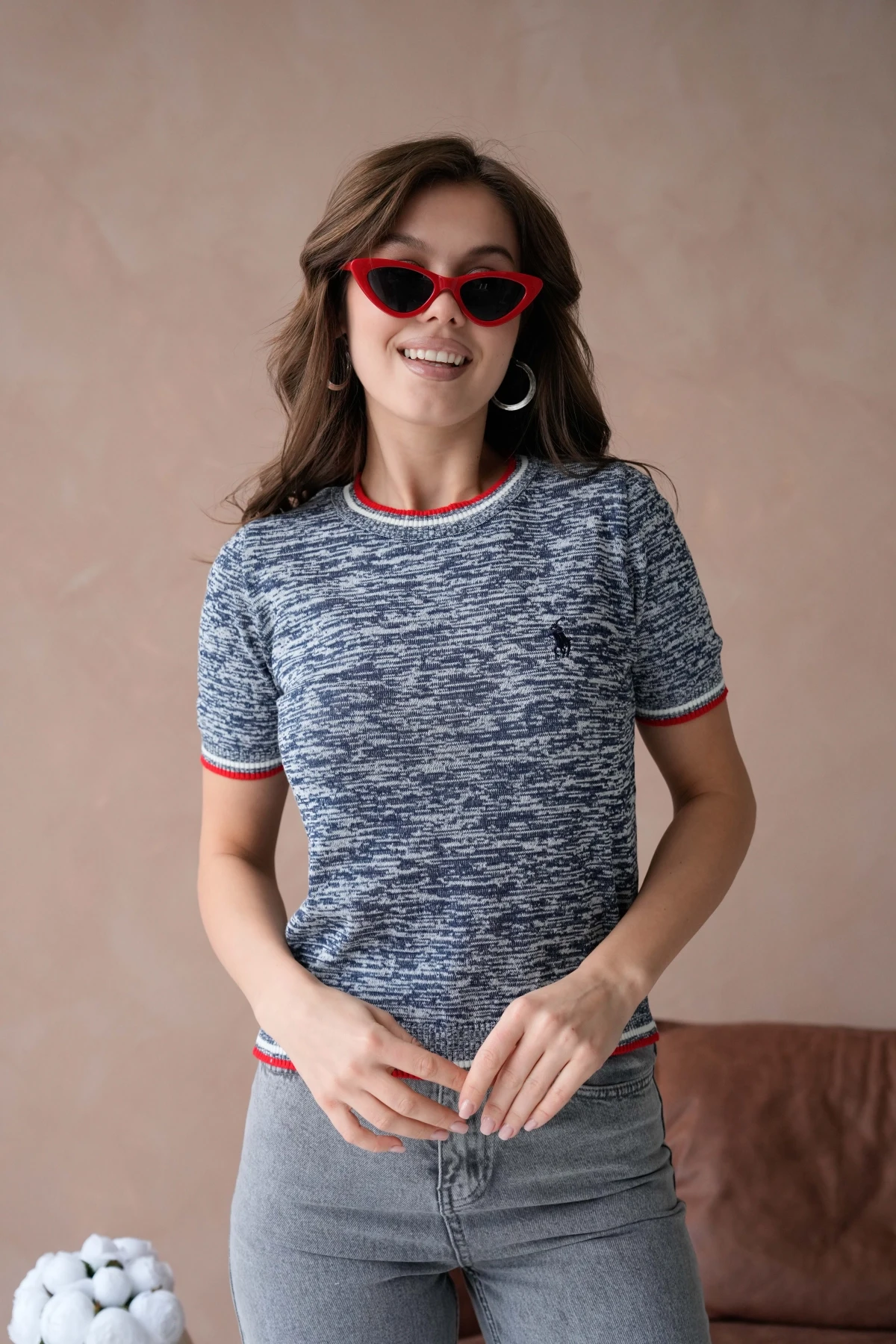 Kadın Bisiklet Yaka Kısa Kol Yumuşak Dokulu Triko Kazak 12033