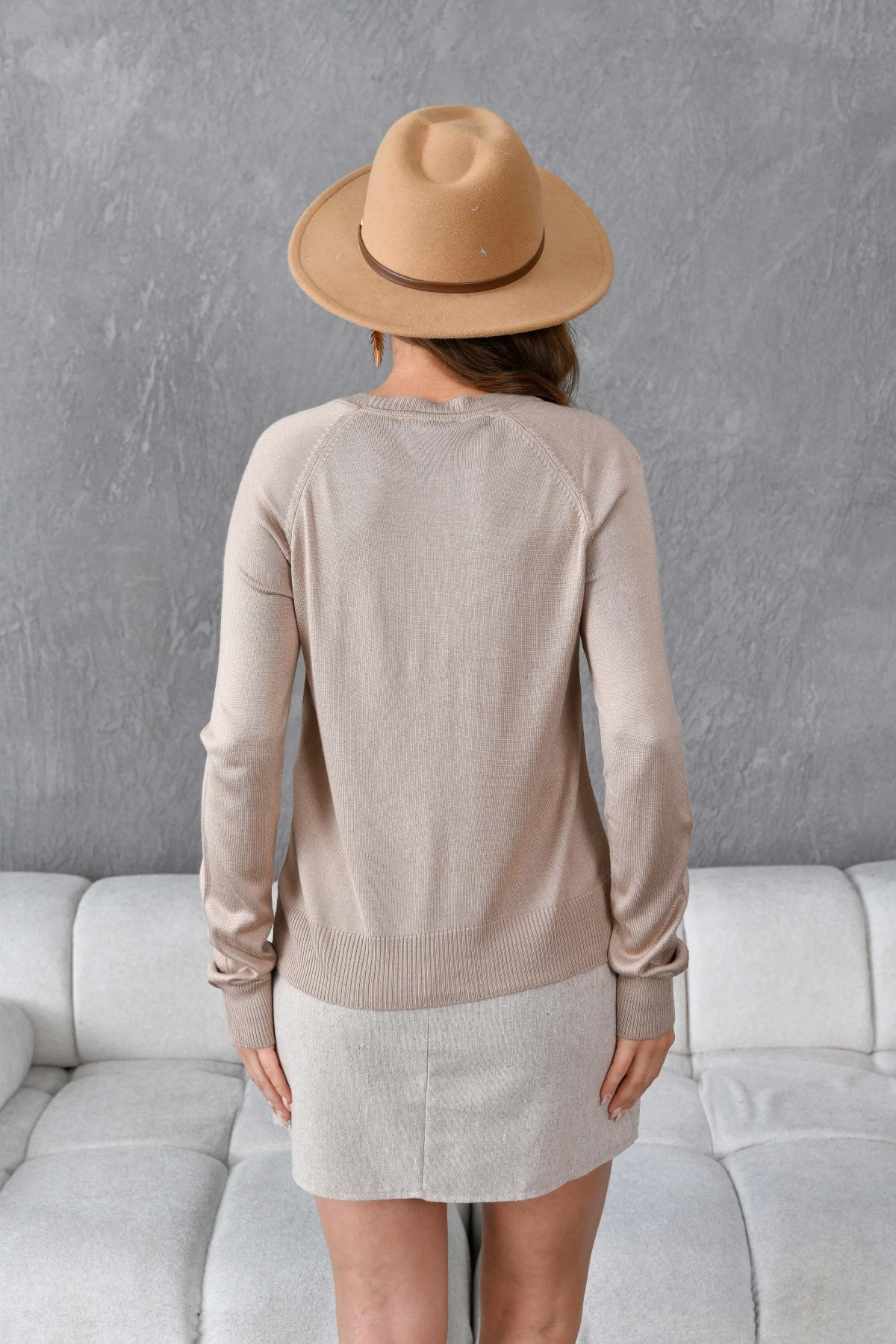 Kadın Bisiklet Yaka Nakış İşlemeli  Çizgili Triko Kazak 10285.Vsc