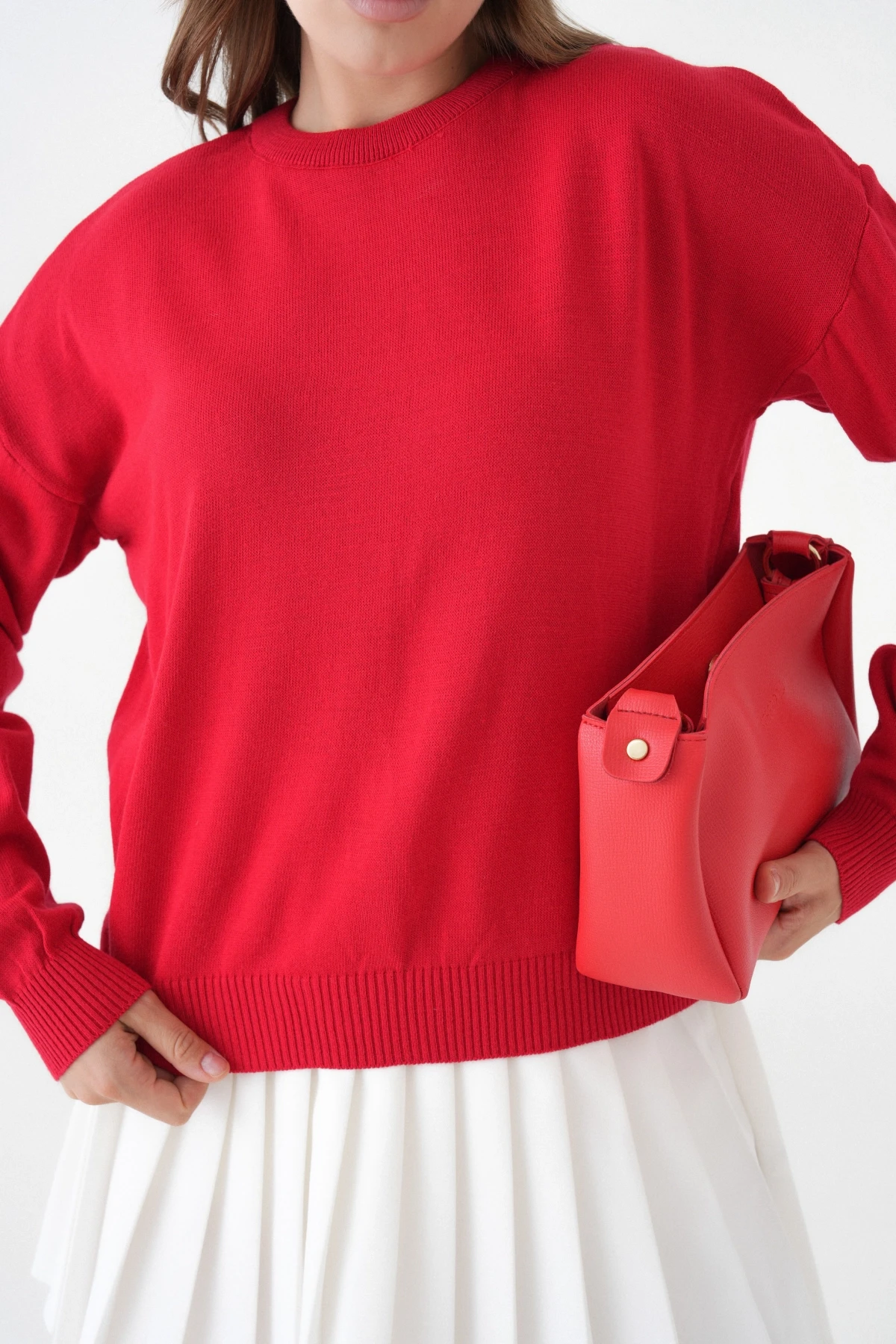 Kadın Bisiklet Yaka Oversize Triko Kazak