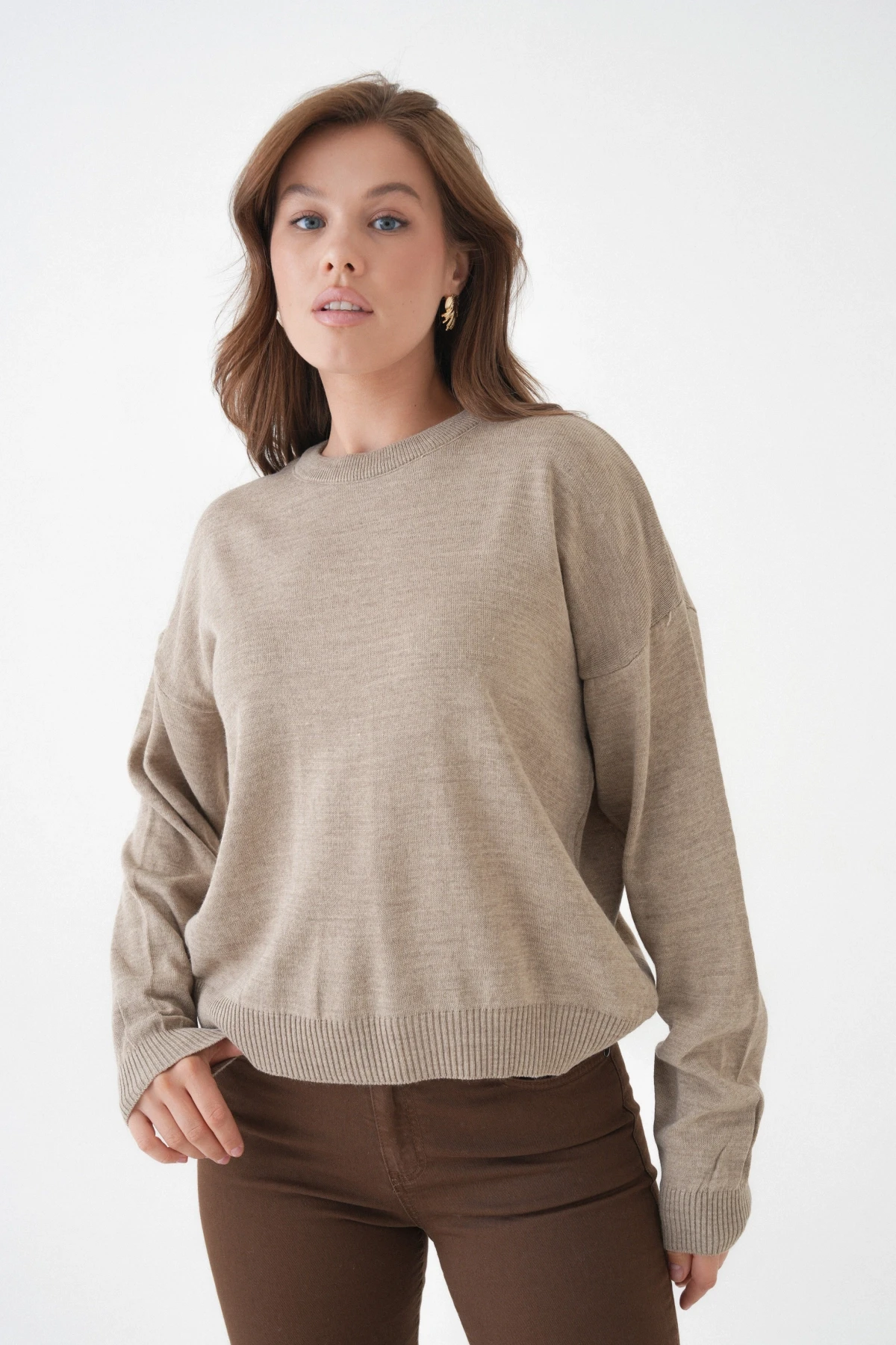 Kadın Bisiklet Yaka Oversize Triko Kazak