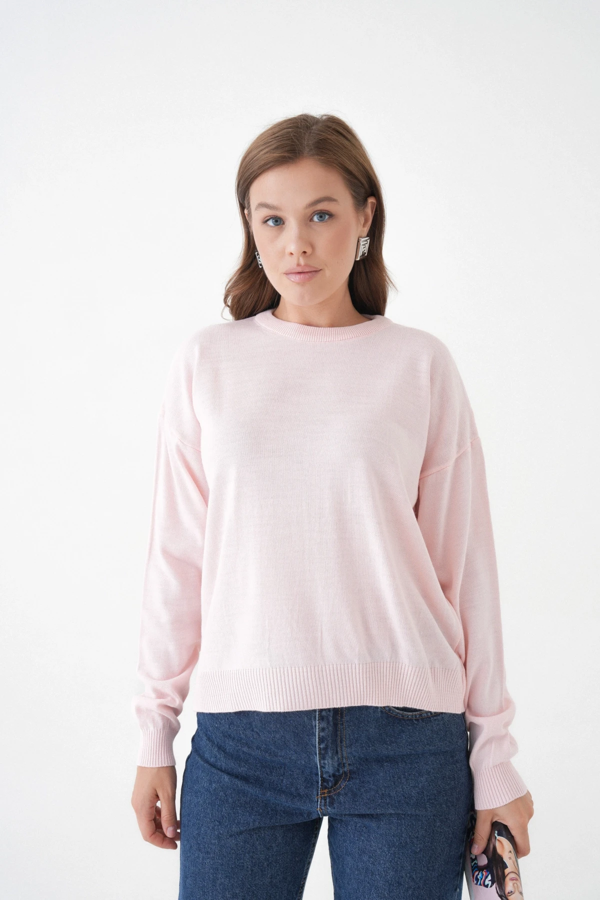 Kadın Bisiklet Yaka Oversize Triko Kazak