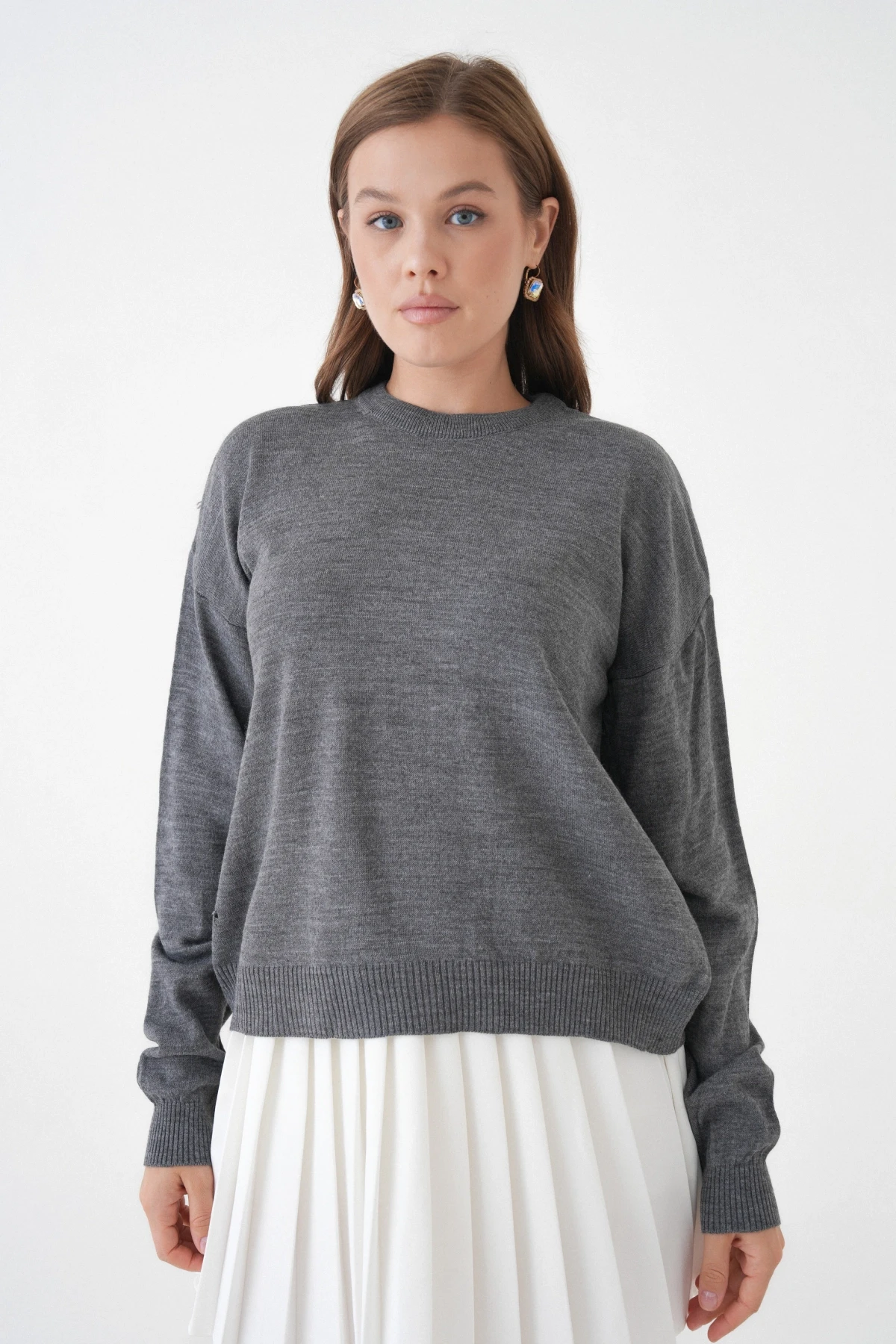 Kadın Bisiklet Yaka Oversize Triko Kazak