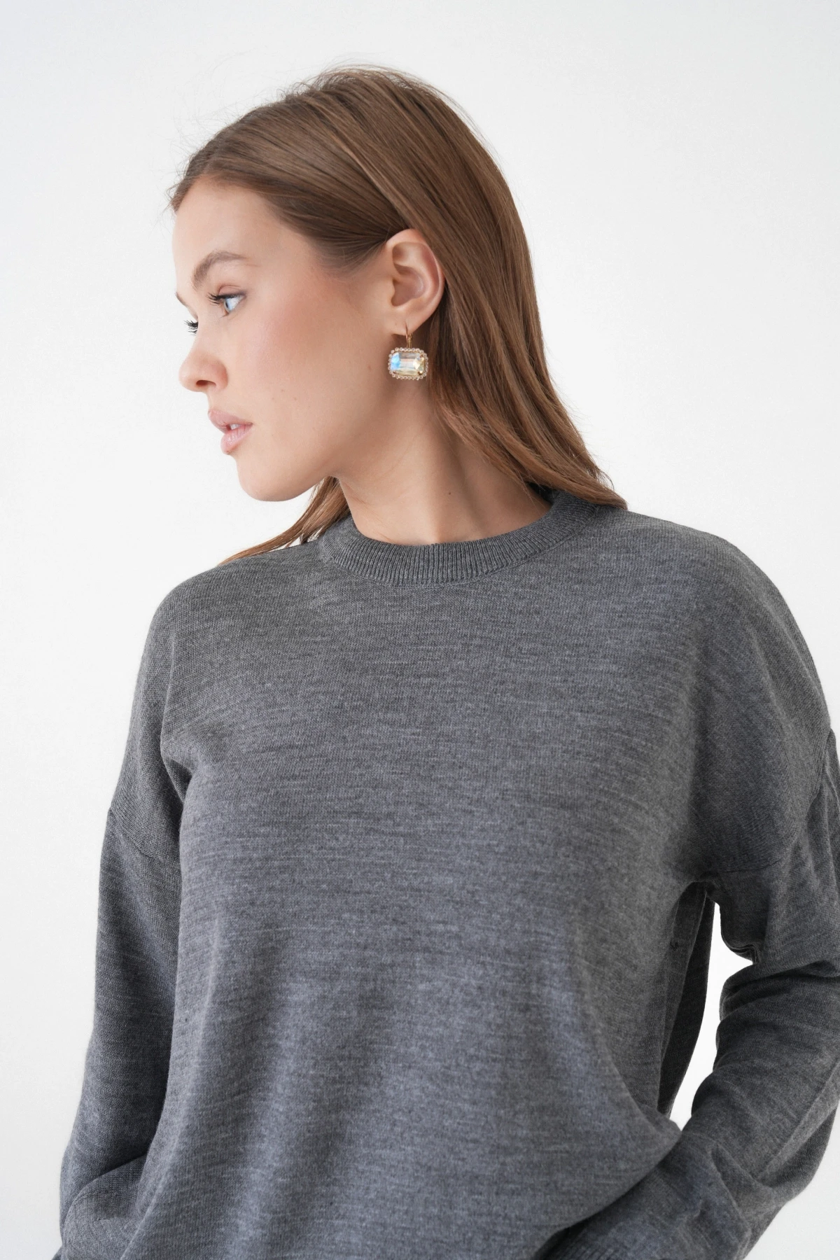 Kadın Bisiklet Yaka Oversize Triko Kazak