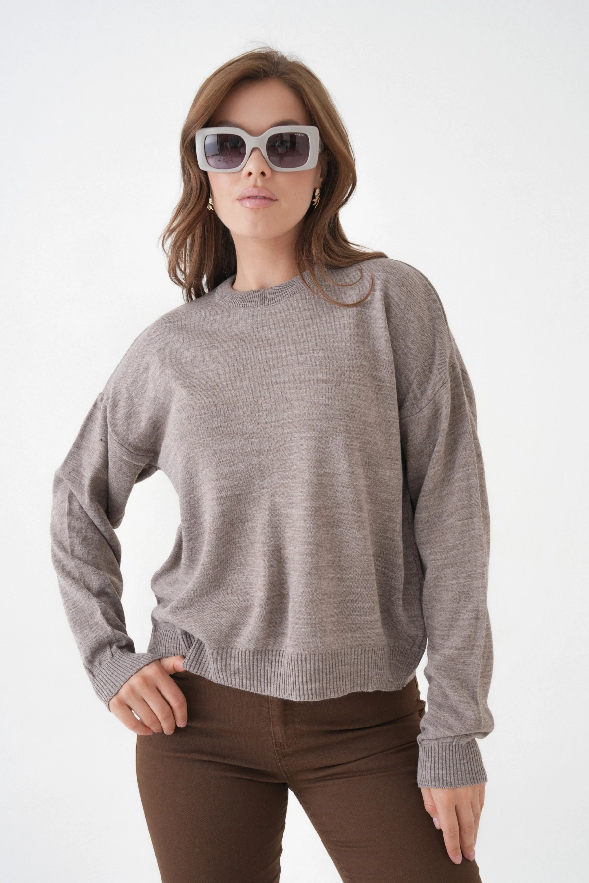 Kadın Bisiklet Yaka Oversize Triko Kazak