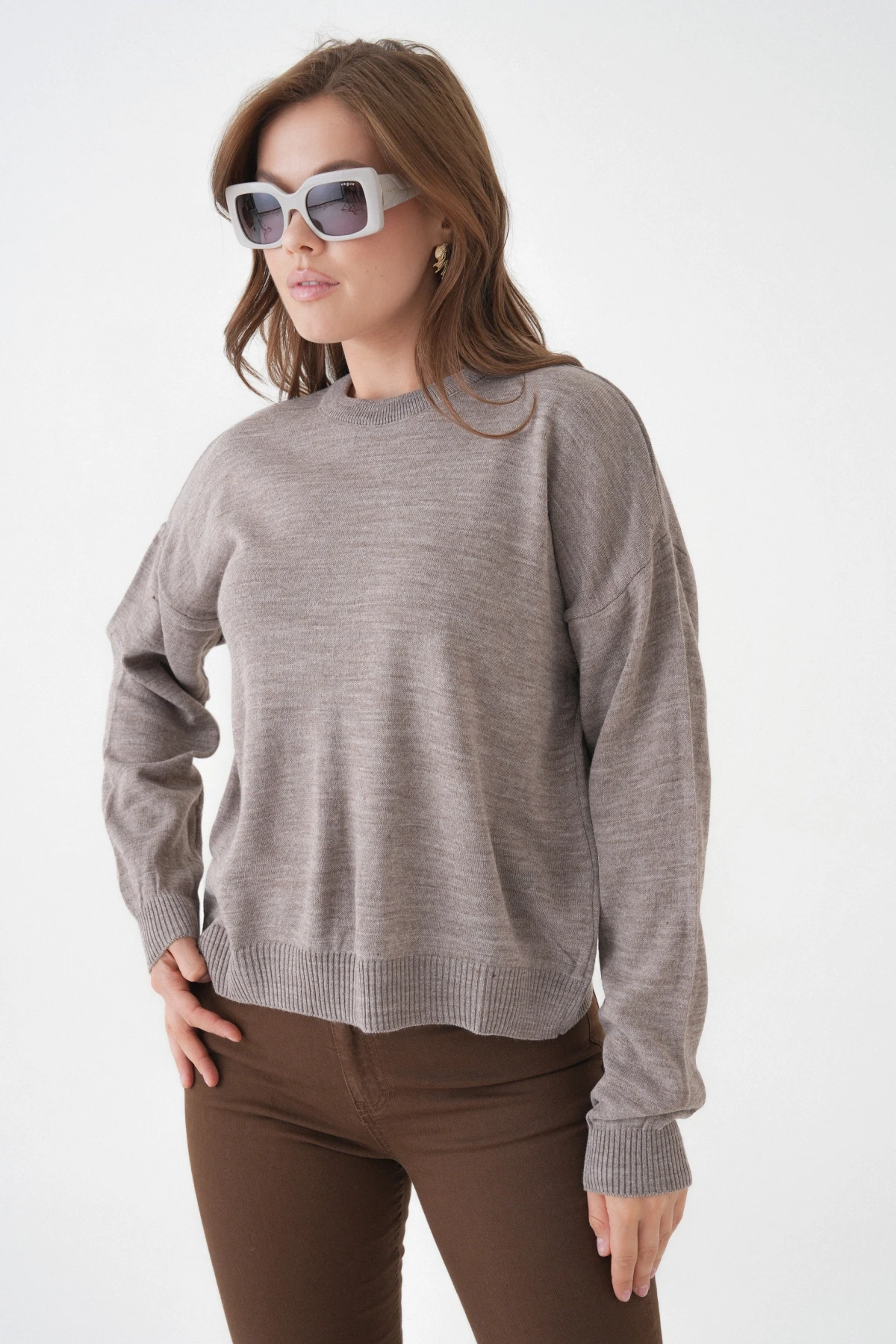 Kadın Bisiklet Yaka Oversize Triko Kazak