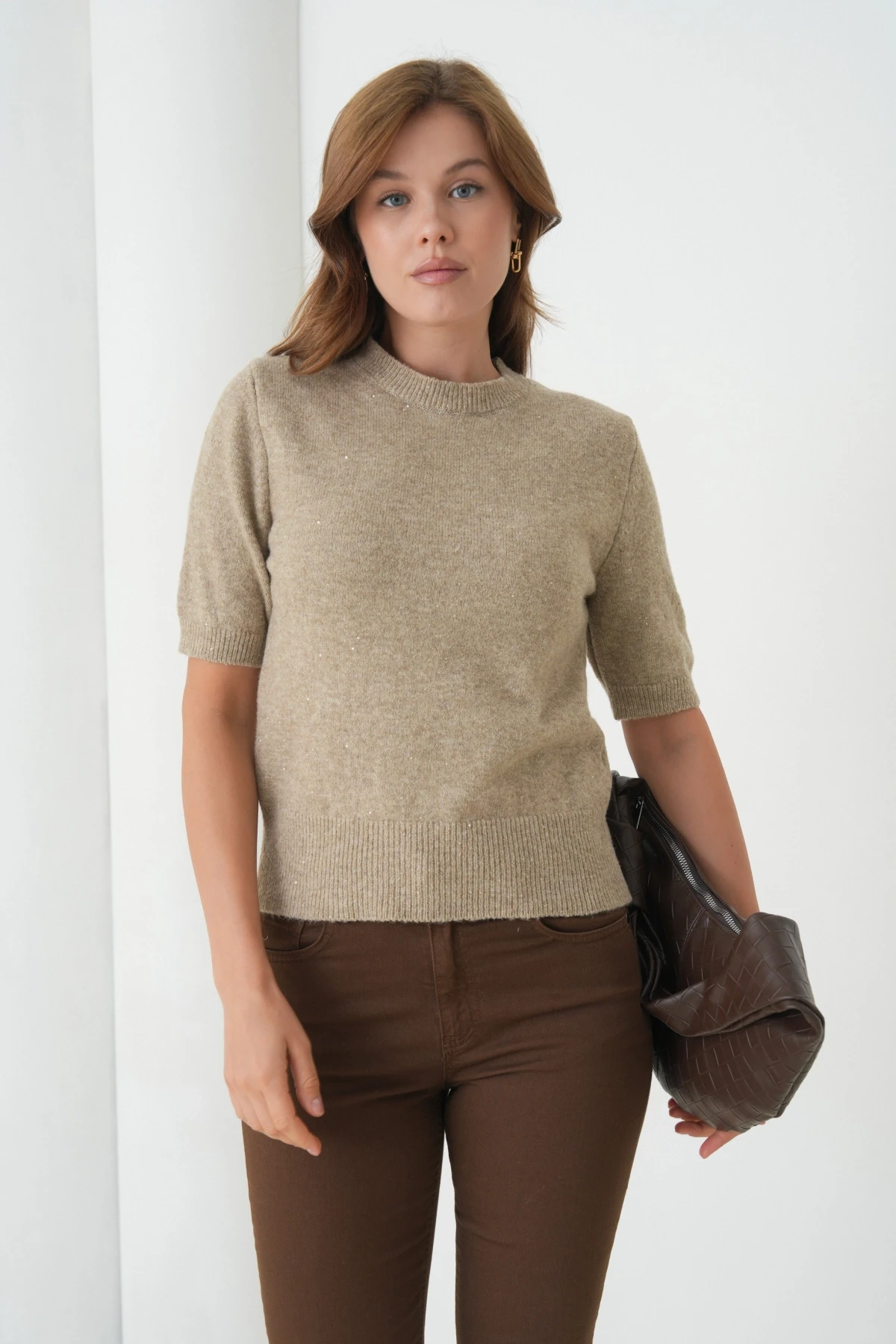 Kadın Bisiklet Yaka Yün Karışımlı Triko Kazak 8563Sw.Mng