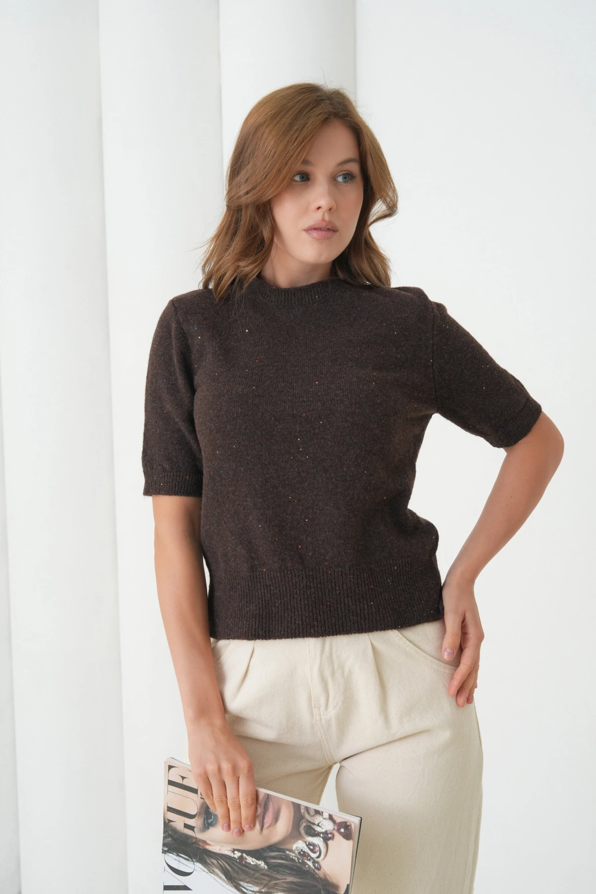 Kadın Bisiklet Yaka Yün Karışımlı Triko Kazak 8563Sw.Mng