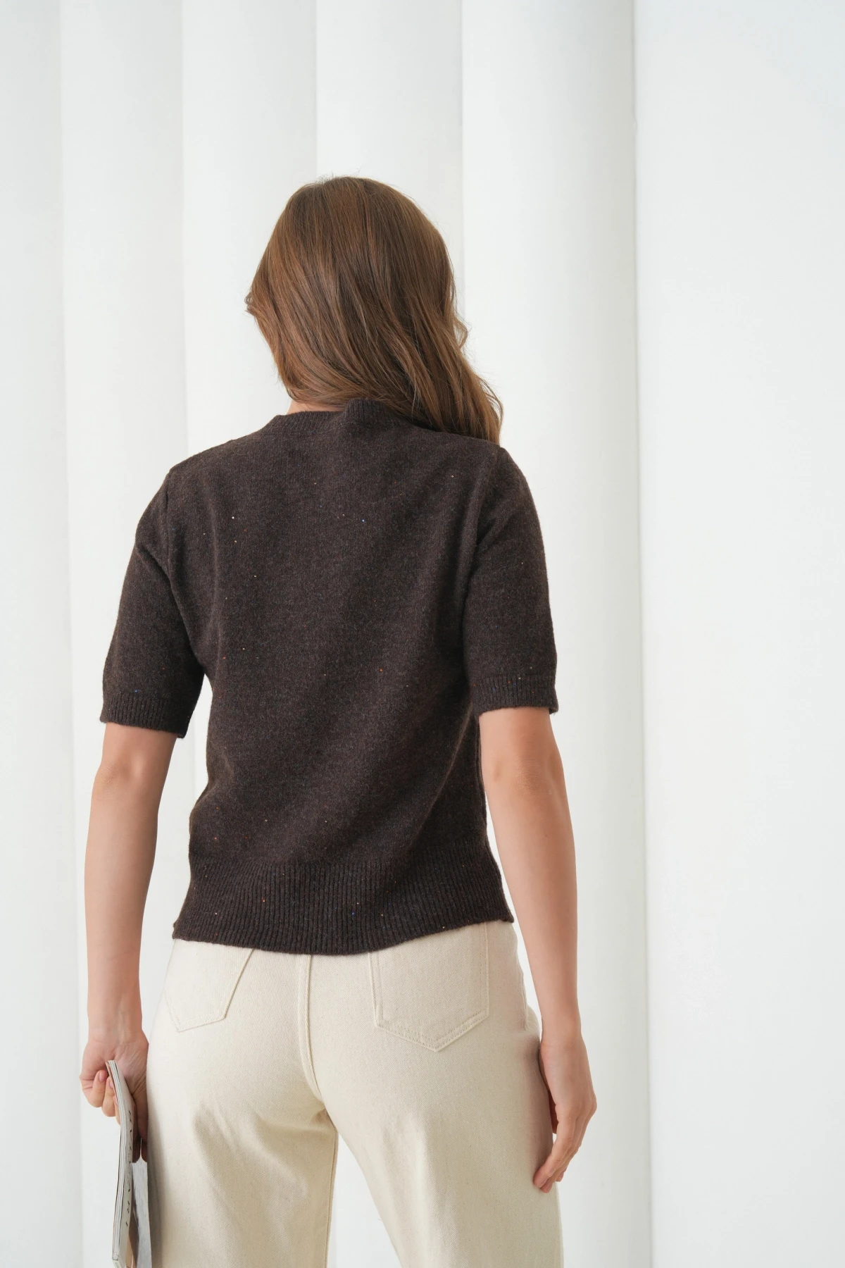 Kadın Bisiklet Yaka Yün Karışımlı Triko Kazak 8563Sw.Mng