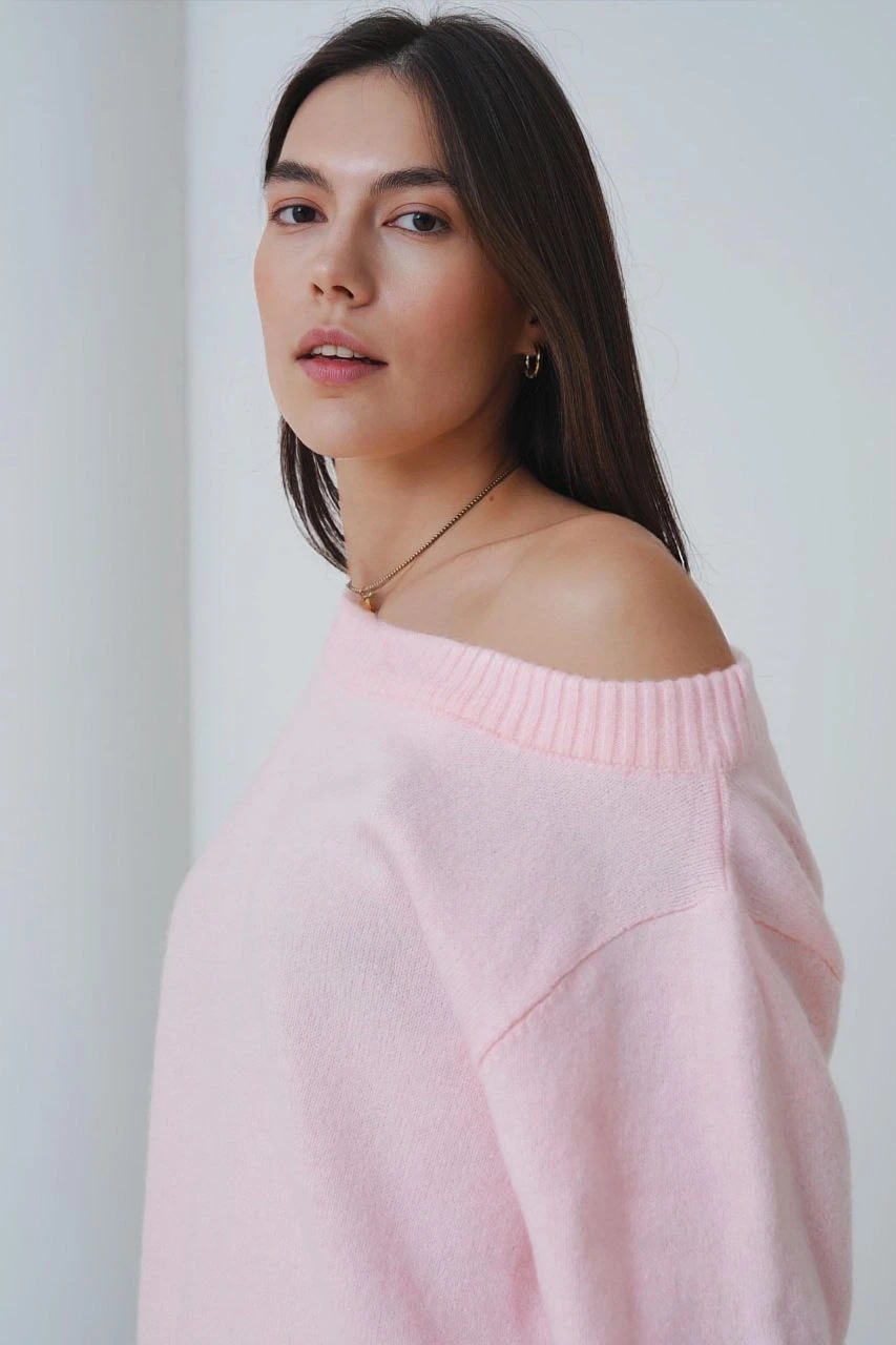 Kadın Kayık Yaka Yumuşak Dokulu Triko Kazak 8703Sw