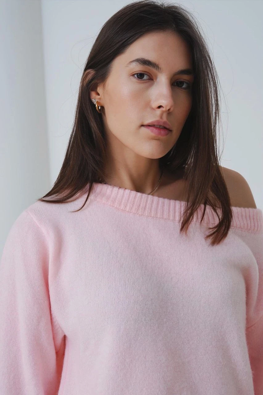 Kadın Kayık Yaka Yumuşak Dokulu Triko Kazak 8703Sw