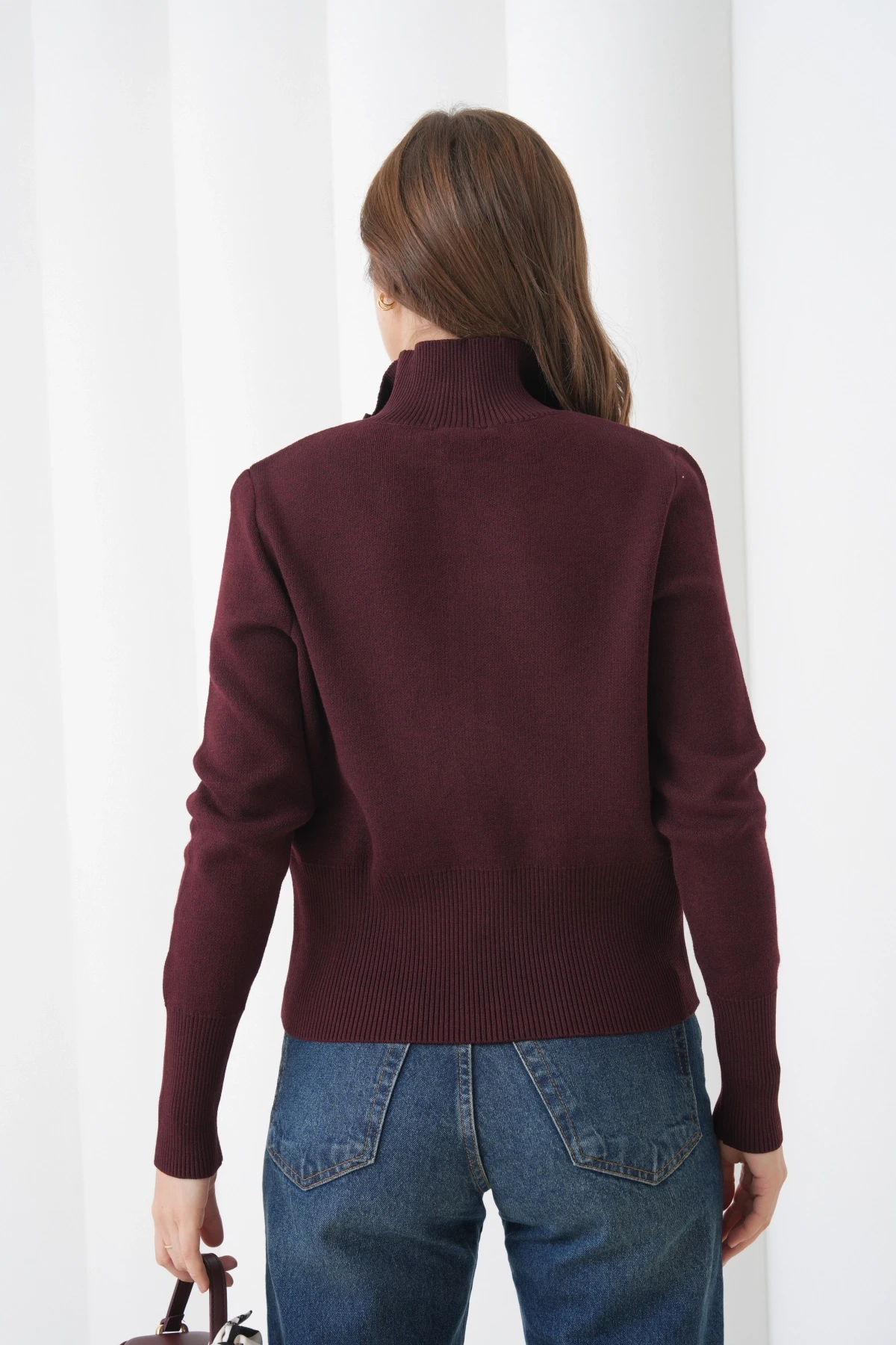 Kadın Yarım Balıkçı Fermuar Kapama Premium İplik  Yumuşak Dokulu Triko Kazak