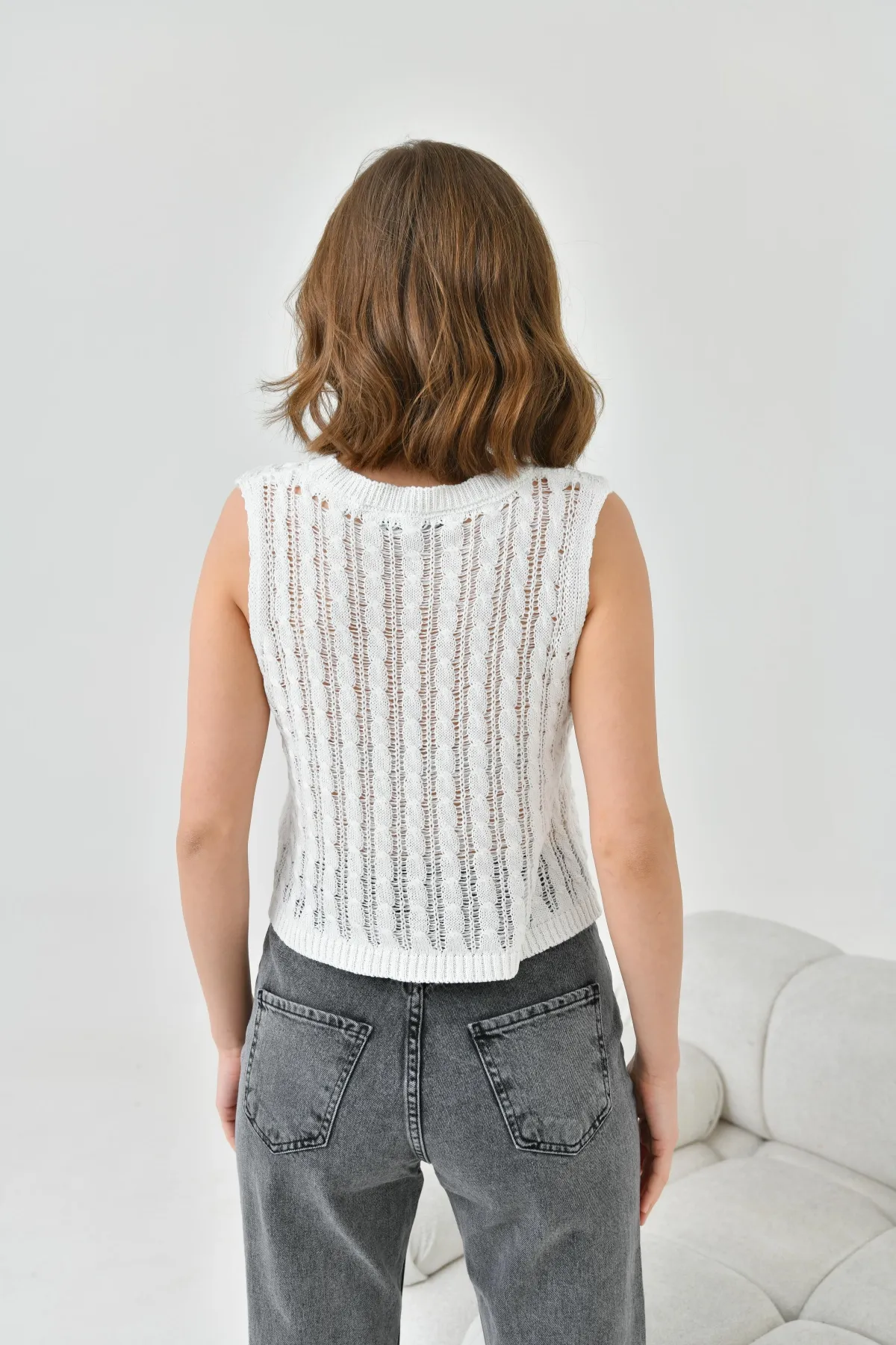 Kadın Bisiklet Yaka Crop Mevsimlik Triko Bluz 8280Sw