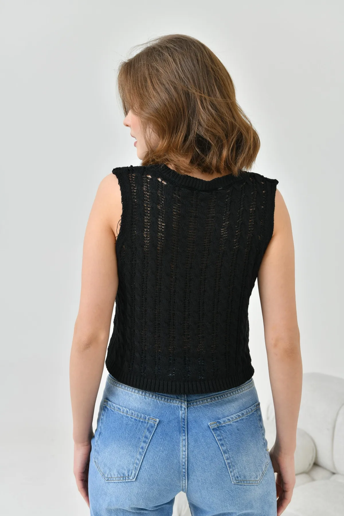 Kadın Bisiklet Yaka Crop Mevsimlik Triko Bluz 8280Sw