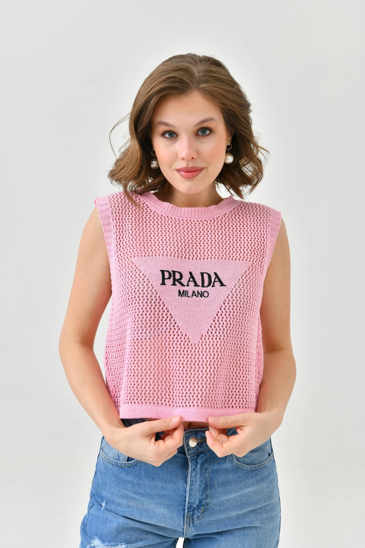 Kadın Bisiklet Yaka Crop Mevsimlik Triko Bluz 8286Sw