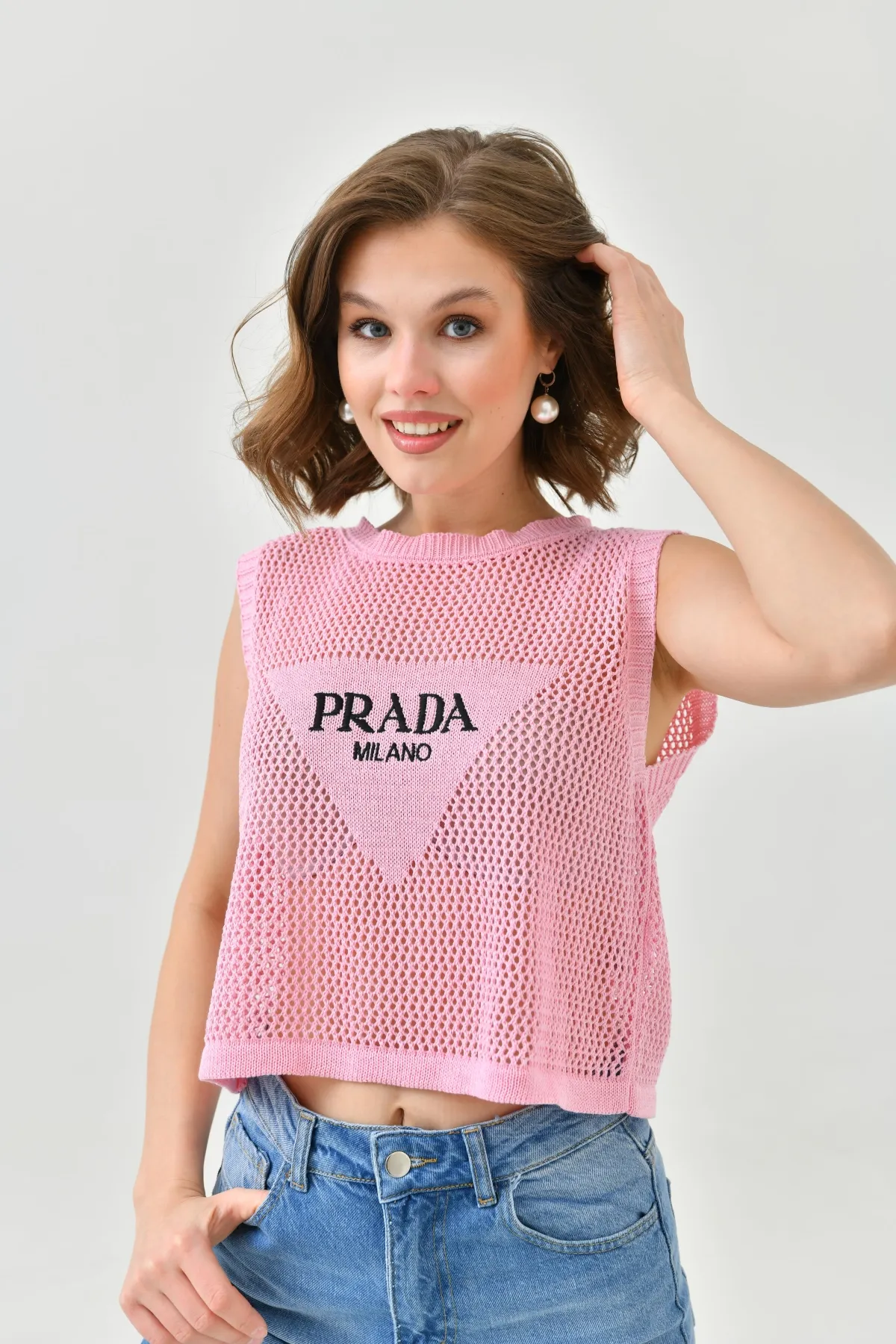 Kadın Bisiklet Yaka Crop Mevsimlik Triko Bluz 8286Sw