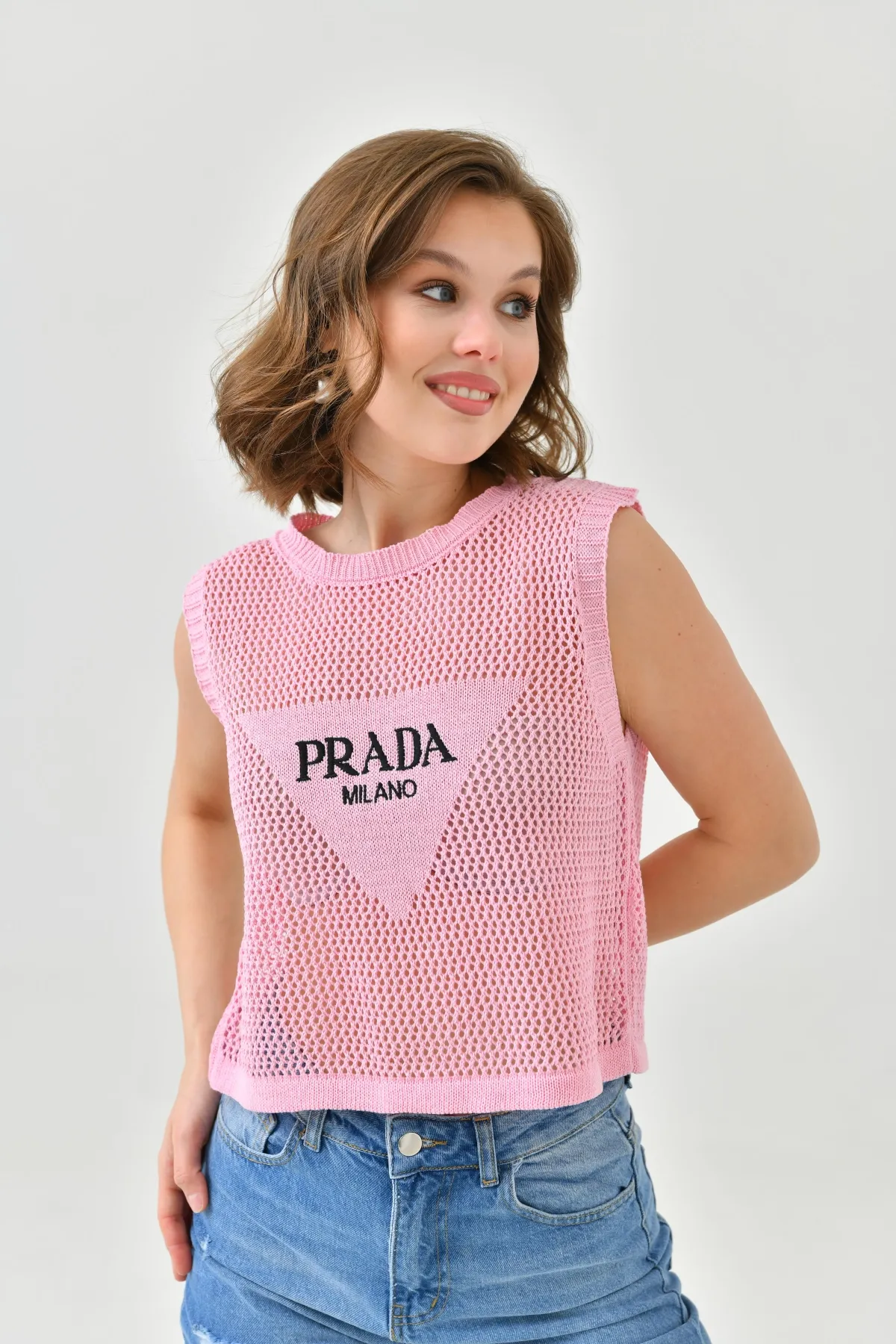 Kadın Bisiklet Yaka Crop Mevsimlik Triko Bluz 8286Sw