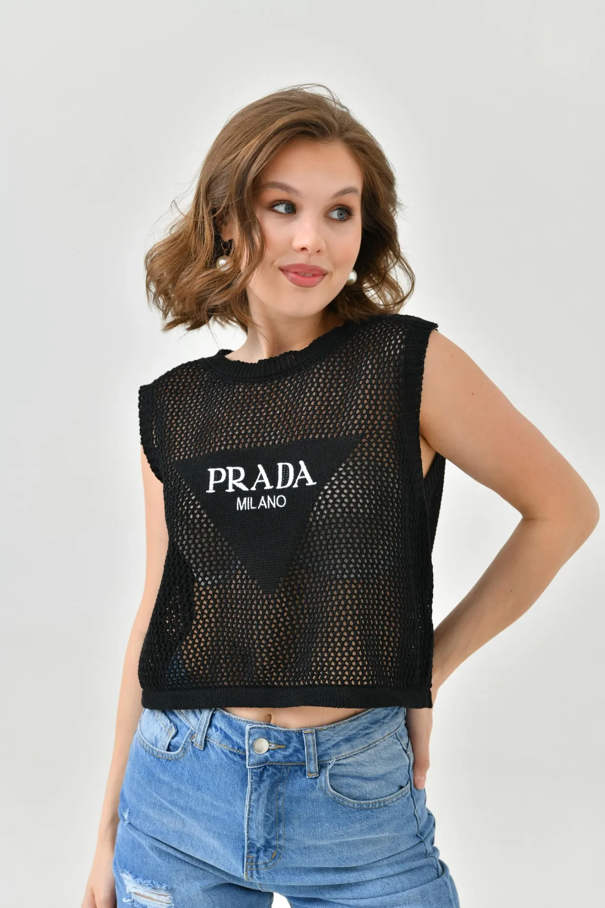 Kadın Bisiklet Yaka Crop Mevsimlik Triko Bluz 8286Sw